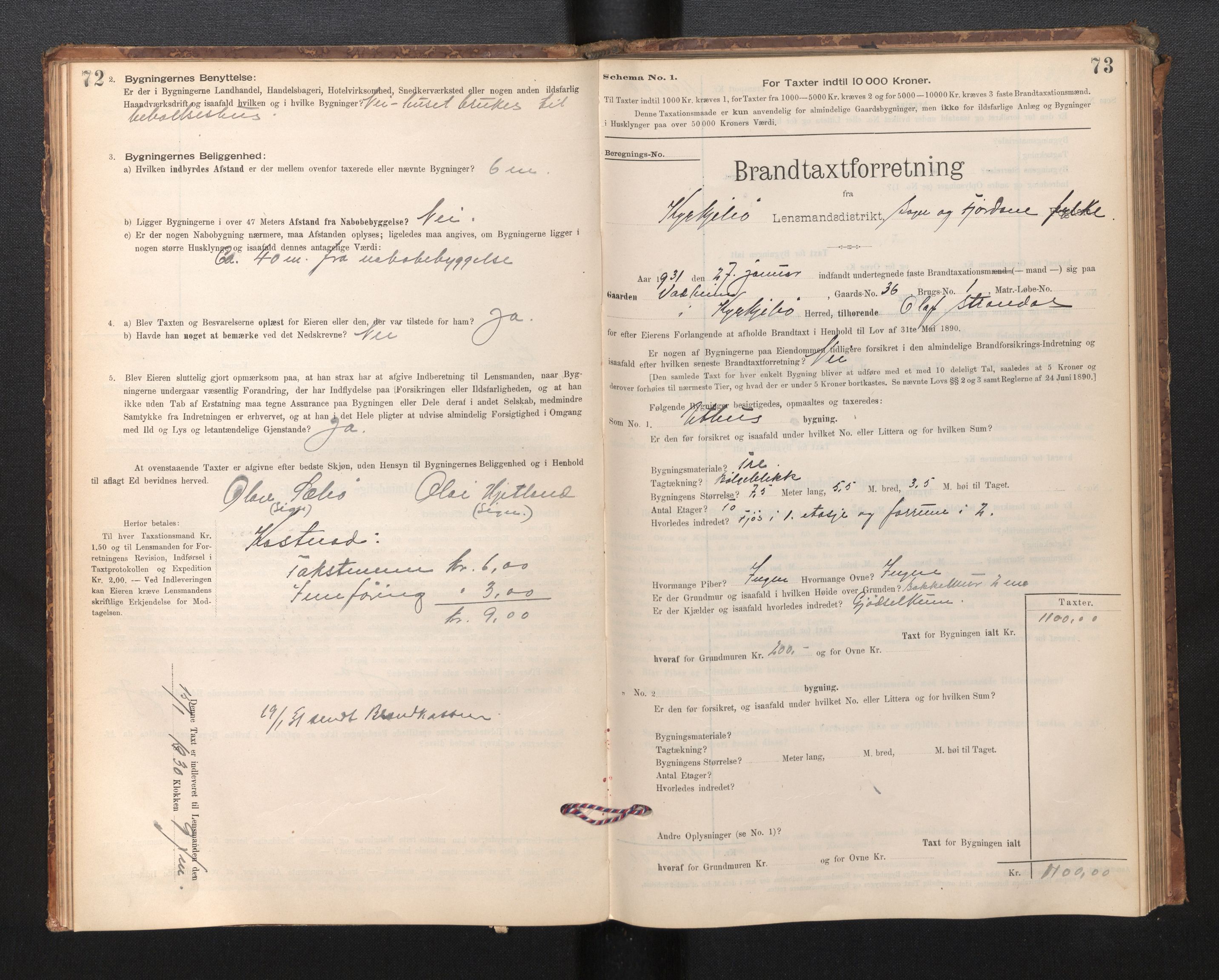 Lensmannen i Kyrkjebø, SAB/A-29001/0012/L0006: Branntakstprotokoll, skjematakst, 1900-1939, p. 72-73