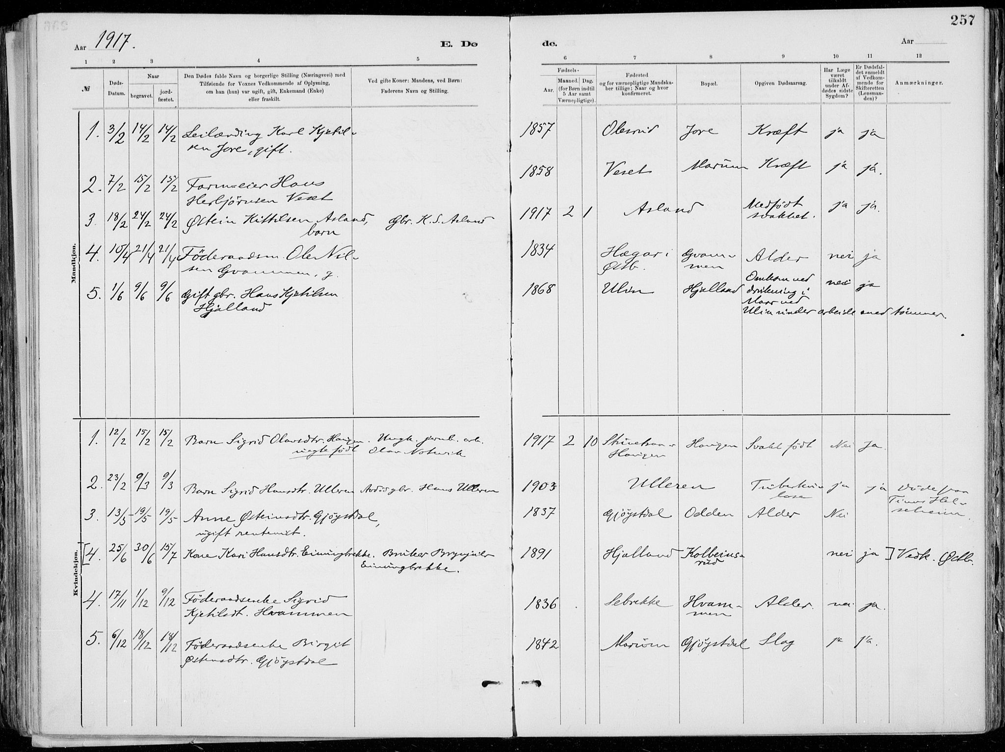 Tinn kirkebøker, SAKO/A-308/F/Fa/L0007: Parish register (official) no. I 7, 1878-1922, p. 257