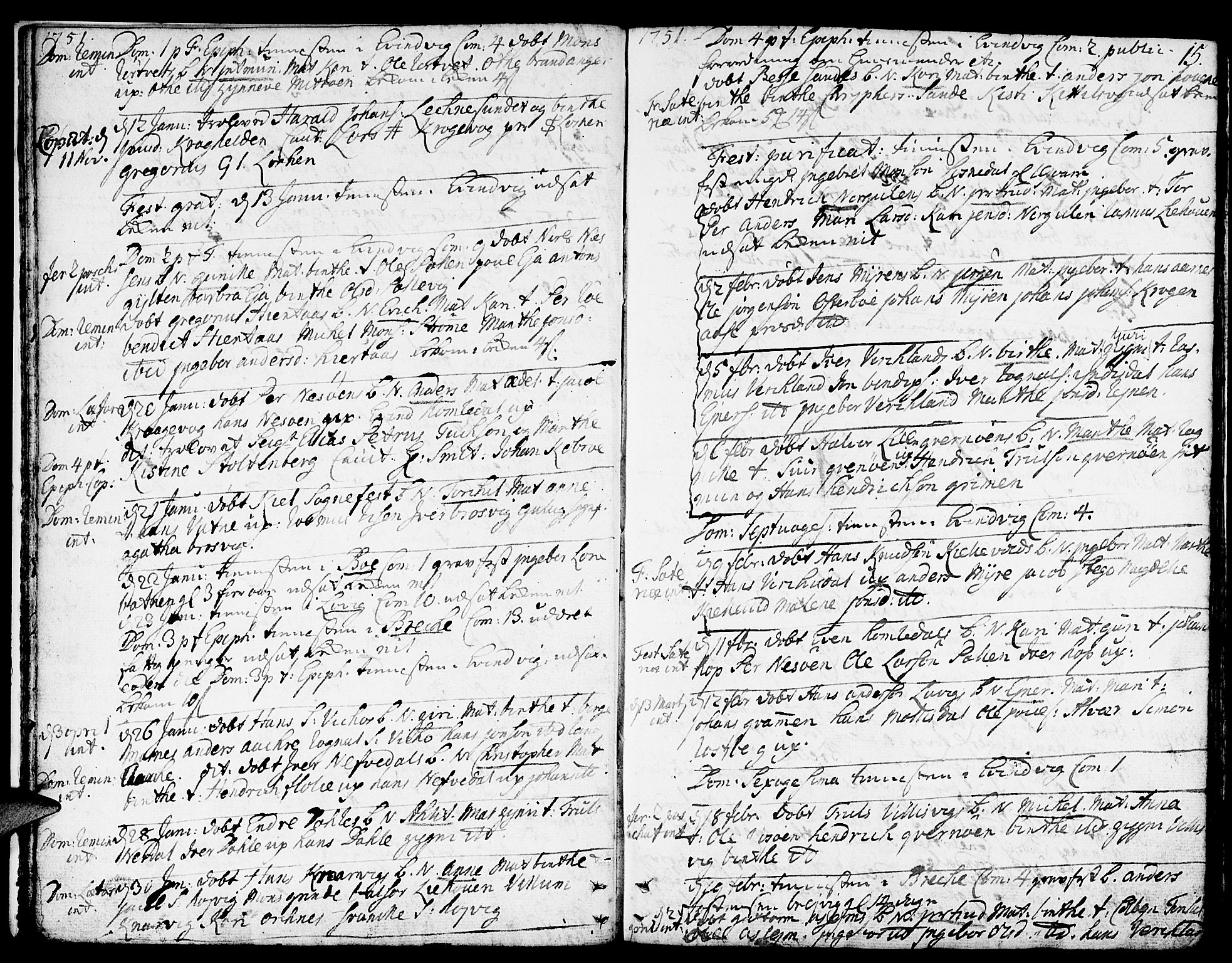 Gulen sokneprestembete, SAB/A-80201/H/Haa/Haaa/L0012: Parish register (official) no. A 12, 1749-1776, p. 15