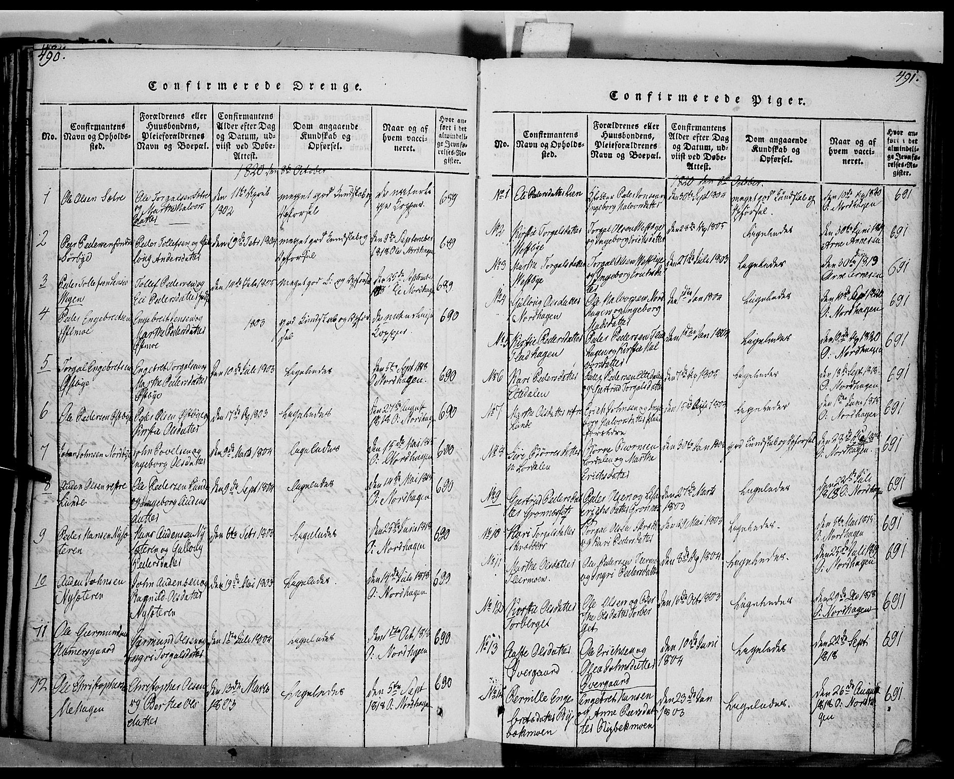 Trysil prestekontor, SAH/PREST-046/H/Ha/Haa/L0003: Parish register (official) no. 3 /1, 1814-1841, p. 490-491