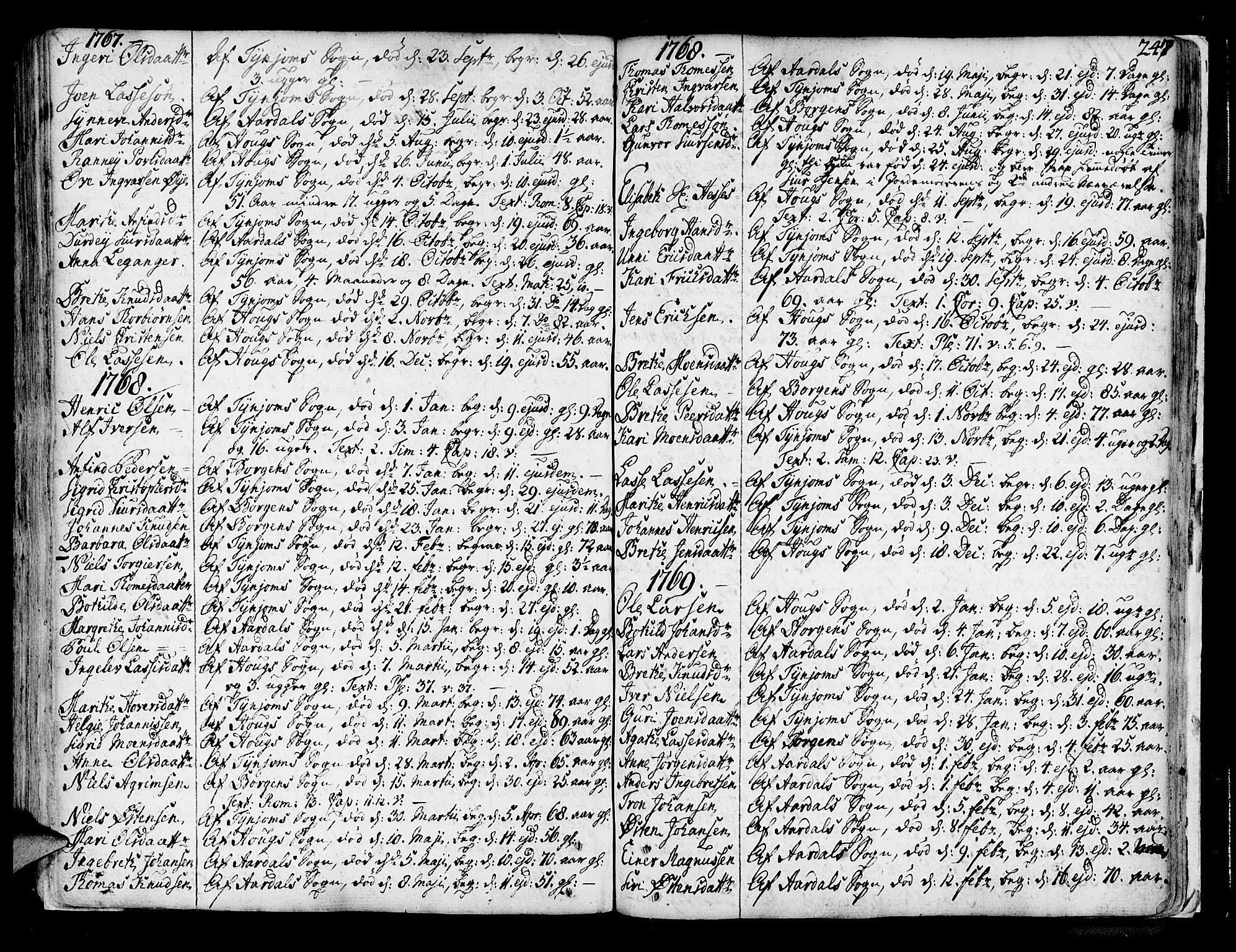 Lærdal sokneprestembete, SAB/A-81201: Parish register (official) no. A 2, 1752-1782, p. 247