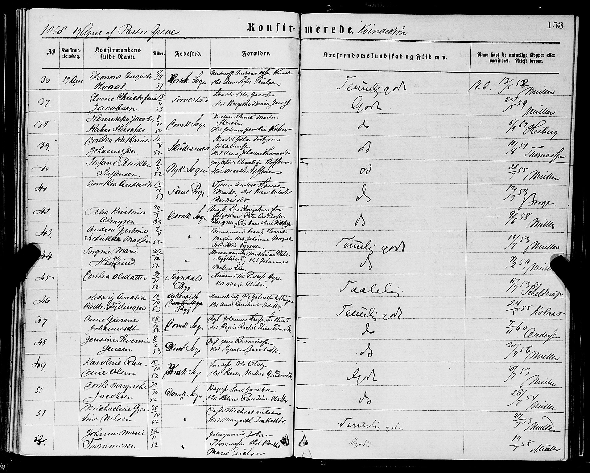 Domkirken sokneprestembete, AV/SAB-A-74801/H/Haa/L0029: Parish register (official) no. C 4, 1864-1879, p. 153