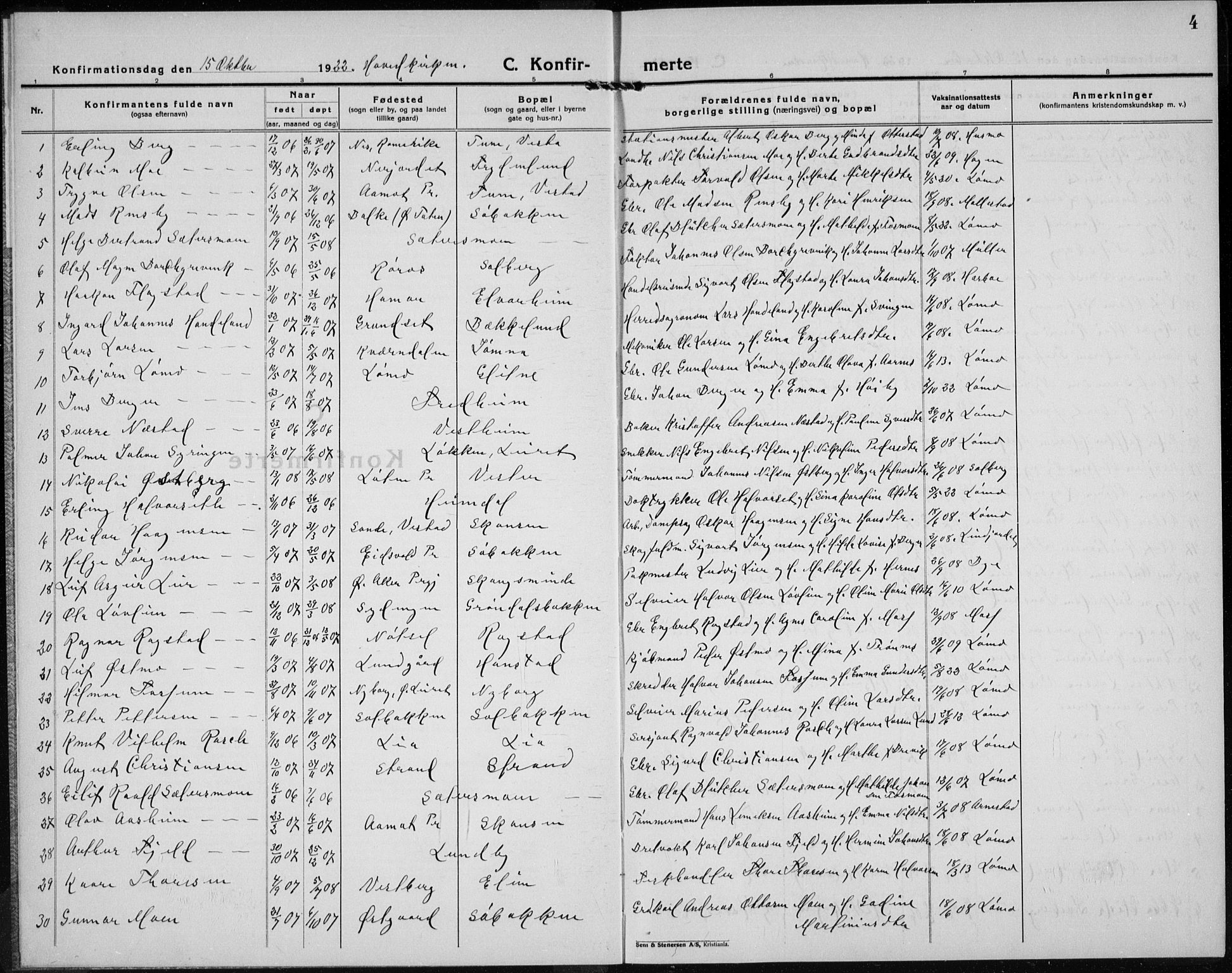 Elverum prestekontor, AV/SAH-PREST-044/H/Ha/Hab/L0032: Parish register (copy) no. 32, 1922-1936, p. 4