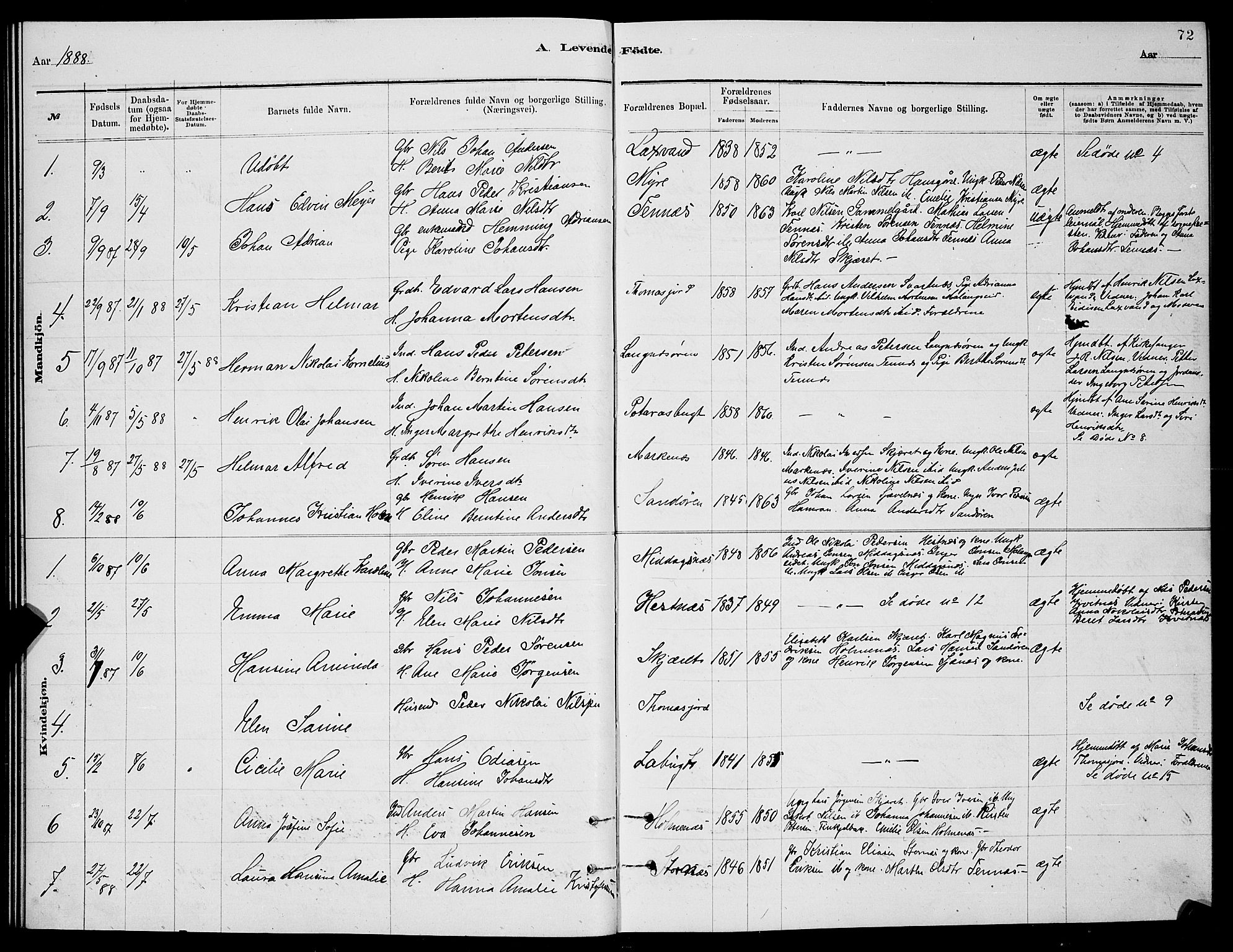 Balsfjord sokneprestembete, SATØ/S-1303/G/Ga/L0007klokker: Parish register (copy) no. 7, 1878-1889, p. 72