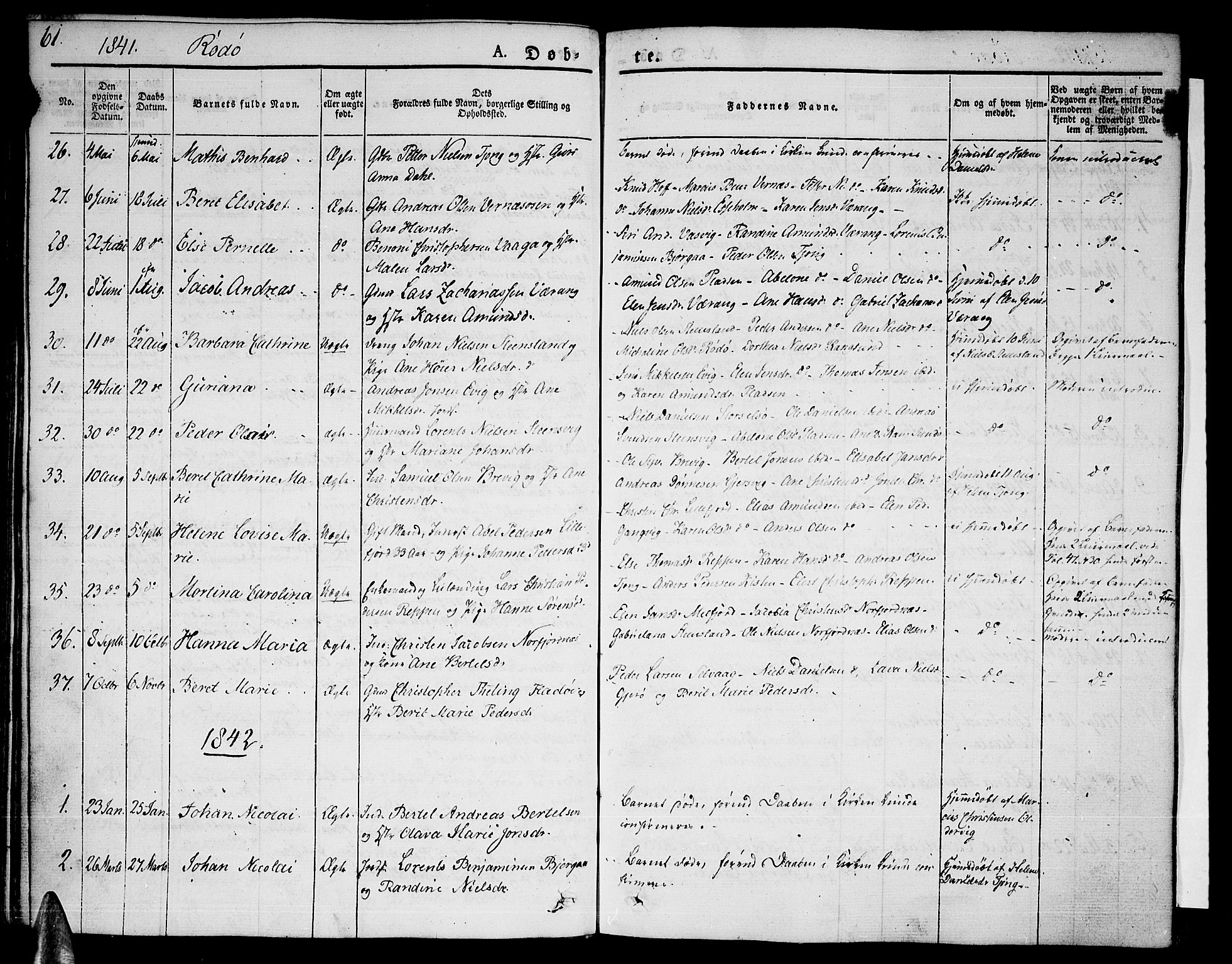 Ministerialprotokoller, klokkerbøker og fødselsregistre - Nordland, AV/SAT-A-1459/841/L0598: Parish register (official) no. 841A06 /1, 1825-1844, p. 61