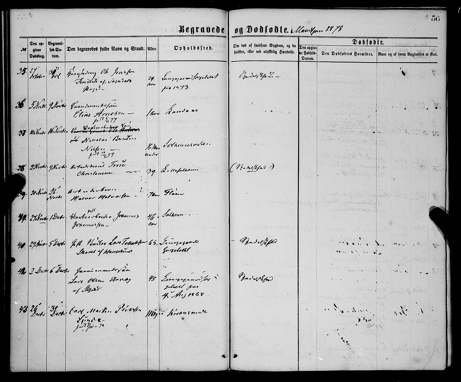 St. Jørgens hospital og Årstad sokneprestembete, AV/SAB-A-99934: Parish register (official) no. A 11, 1864-1886, p. 56