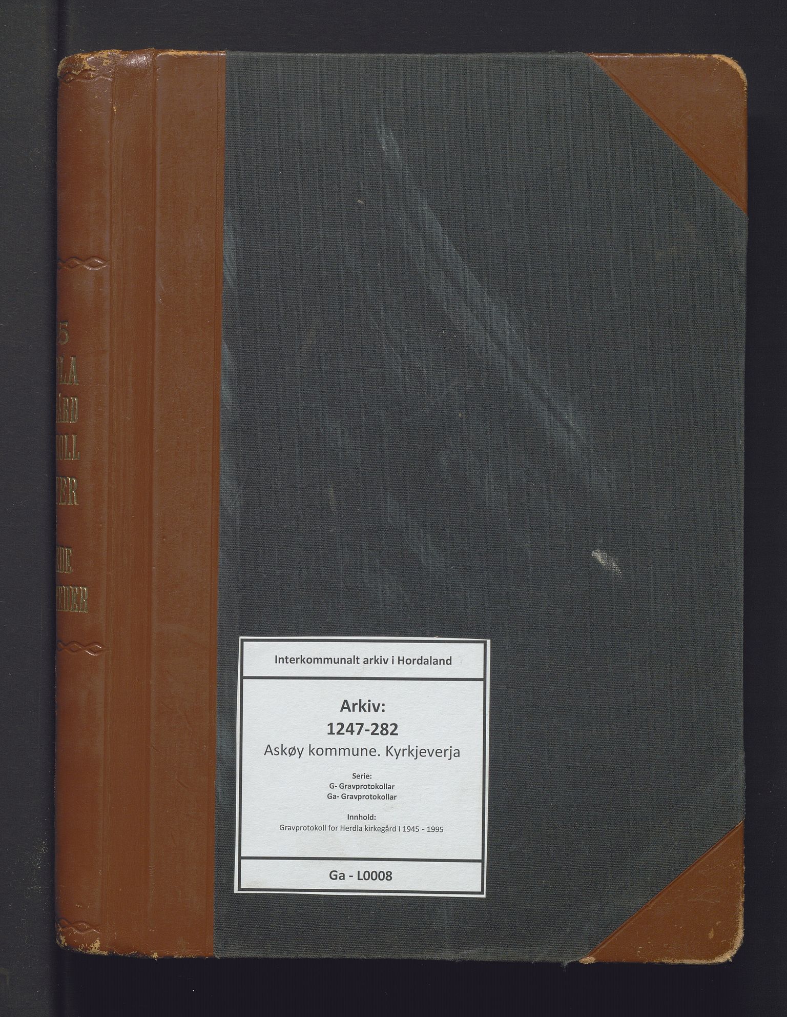 Askøy kommune. Kyrkjeverja, IKAH/1247-282/G/Ga/L0008: Gravprotokoll for Herdla kirkegård I, 1945-1995