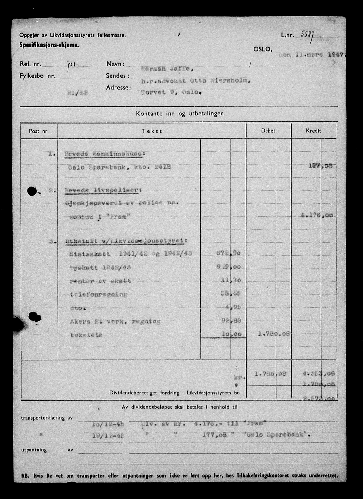 Justisdepartementet, Tilbakeføringskontoret for inndratte formuer, AV/RA-S-1564/H/Hc/Hcc/L0946: --, 1945-1947, p. 547