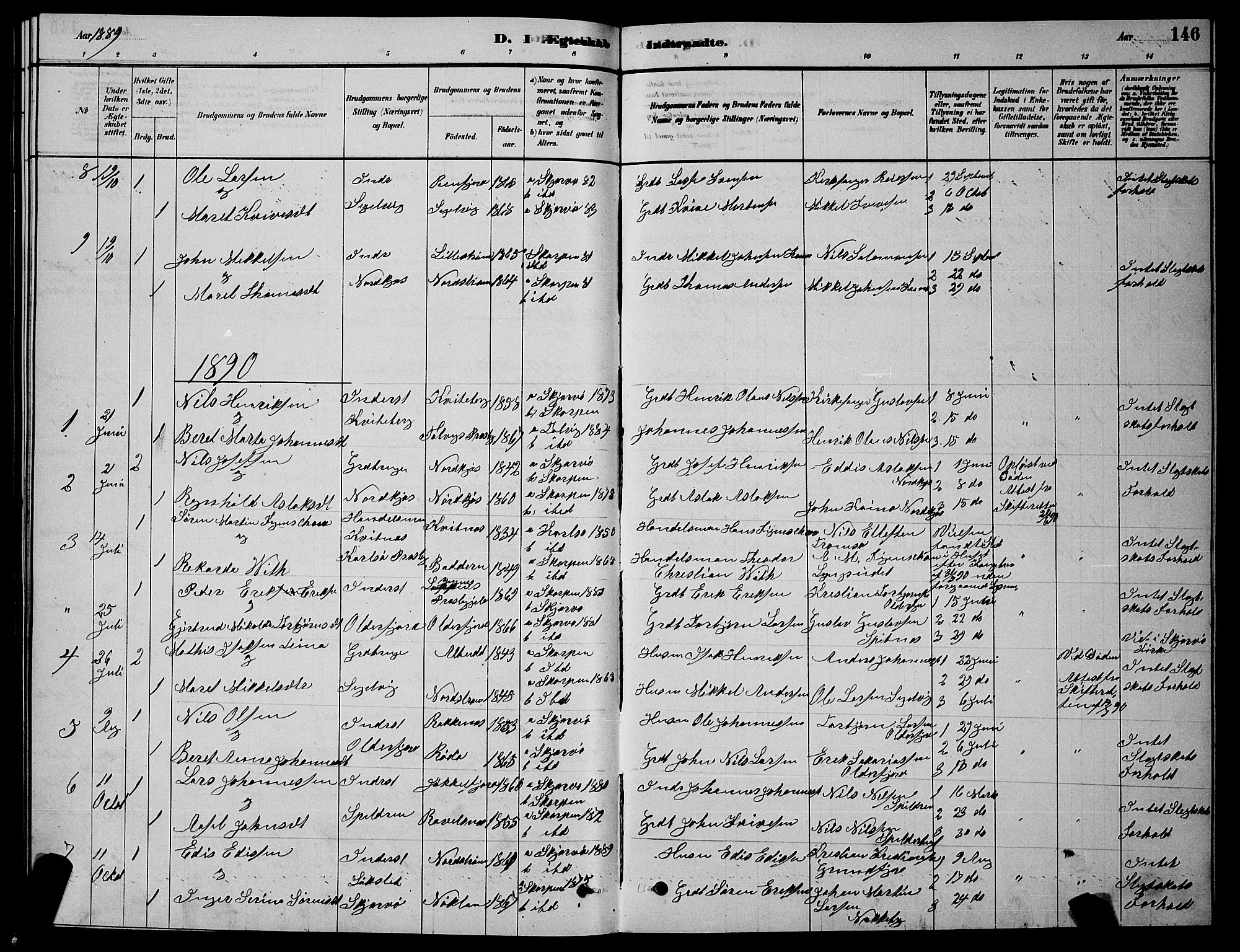 Skjervøy sokneprestkontor, SATØ/S-1300/H/Ha/Hab/L0015klokker: Parish register (copy) no. 15, 1878-1890, p. 146
