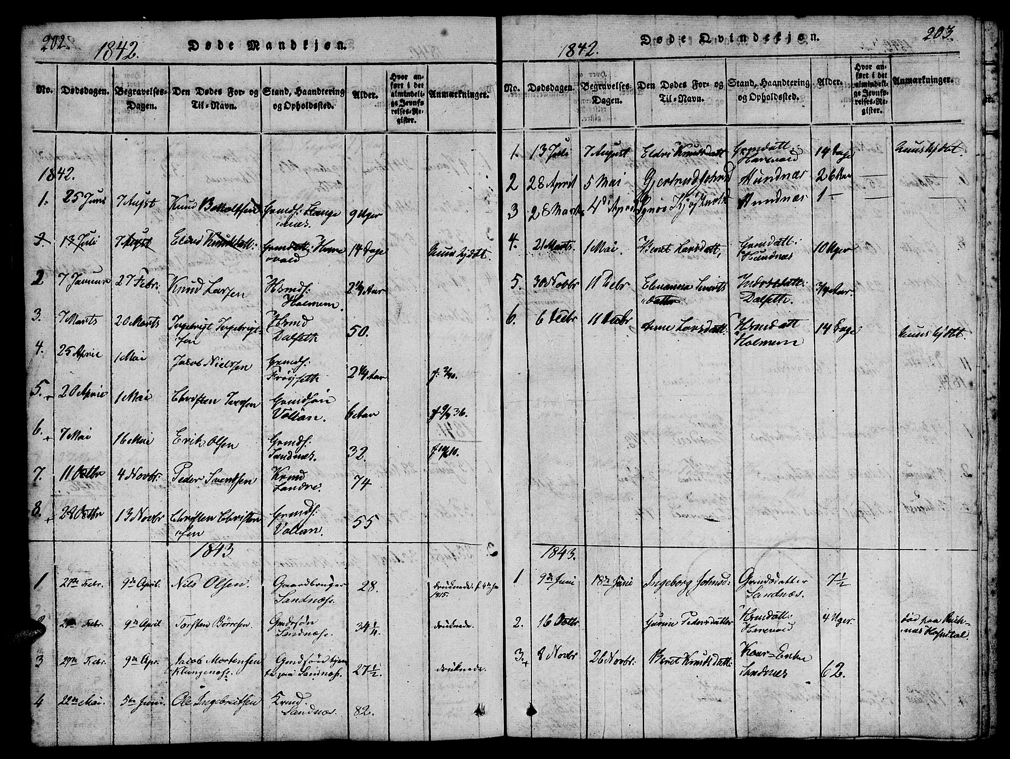 Ministerialprotokoller, klokkerbøker og fødselsregistre - Møre og Romsdal, AV/SAT-A-1454/548/L0612: Parish register (official) no. 548A01, 1818-1846, p. 202-203