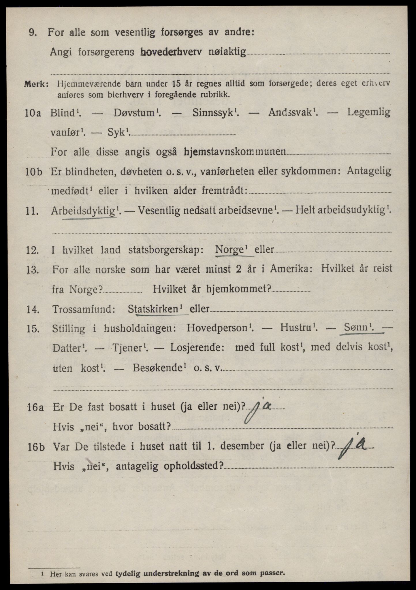 SAT, 1920 census for Volda, 1920, p. 6299