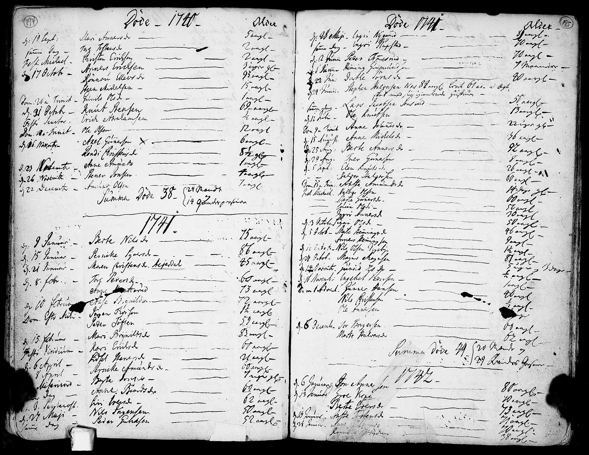 Rødenes prestekontor Kirkebøker, SAO/A-2005/F/Fa/L0002: Parish register (official) no. I 2, 1733-1776, p. 194-195