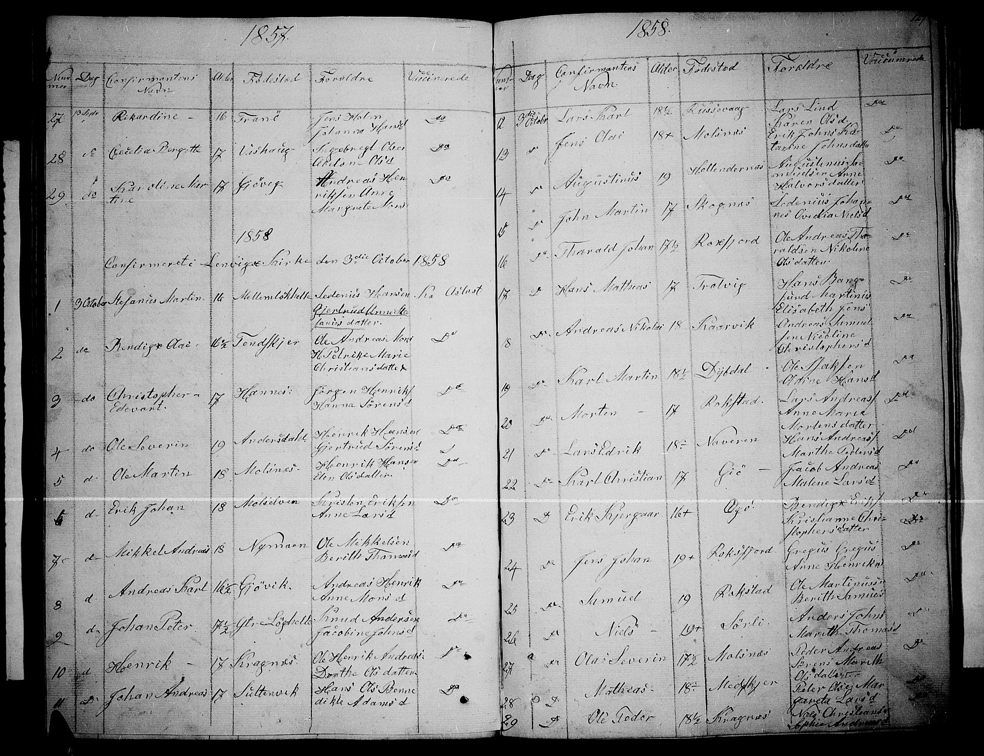 Lenvik sokneprestembete, AV/SATØ-S-1310/H/Ha/Hab/L0003klokker: Parish register (copy) no. 3, 1844-1858, p. 127