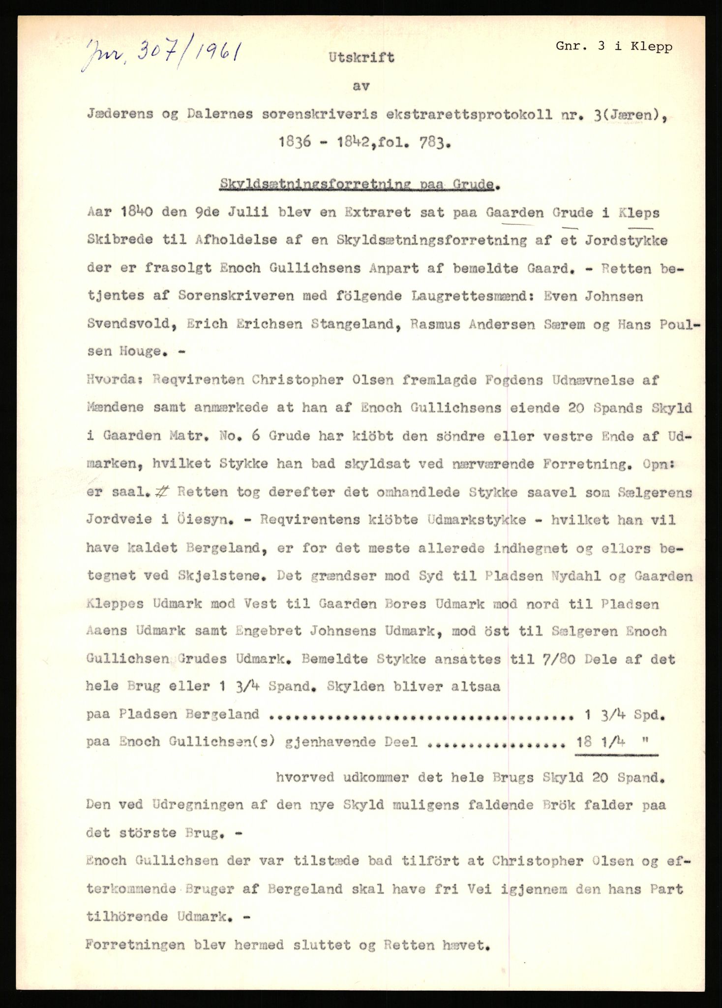 Statsarkivet i Stavanger, AV/SAST-A-101971/03/Y/Yj/L0027: Avskrifter sortert etter gårdsnavn: Gravdal - Grøtteland, 1750-1930, p. 195