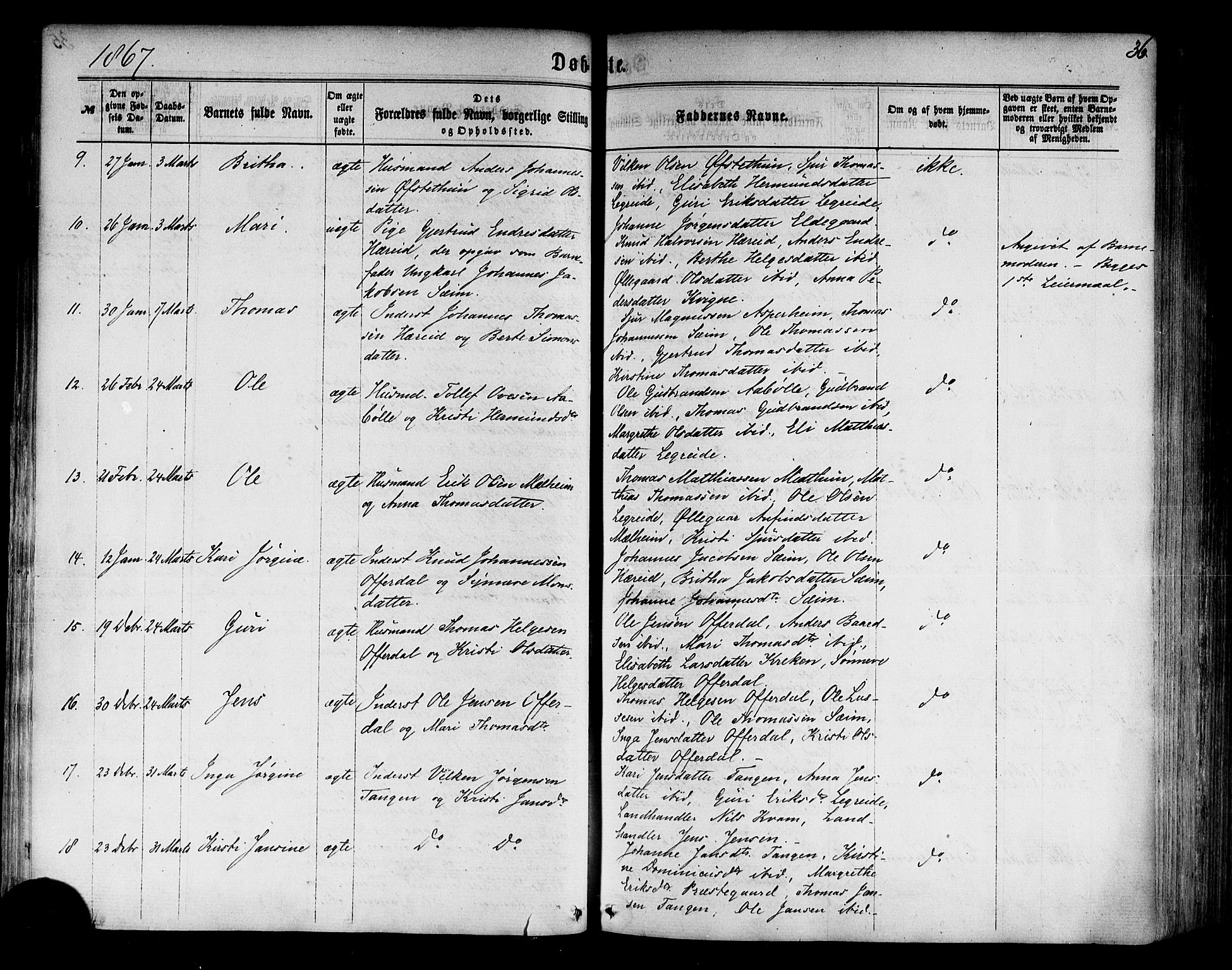Årdal sokneprestembete, SAB/A-81701: Parish register (official) no. A 3, 1863-1886, p. 36