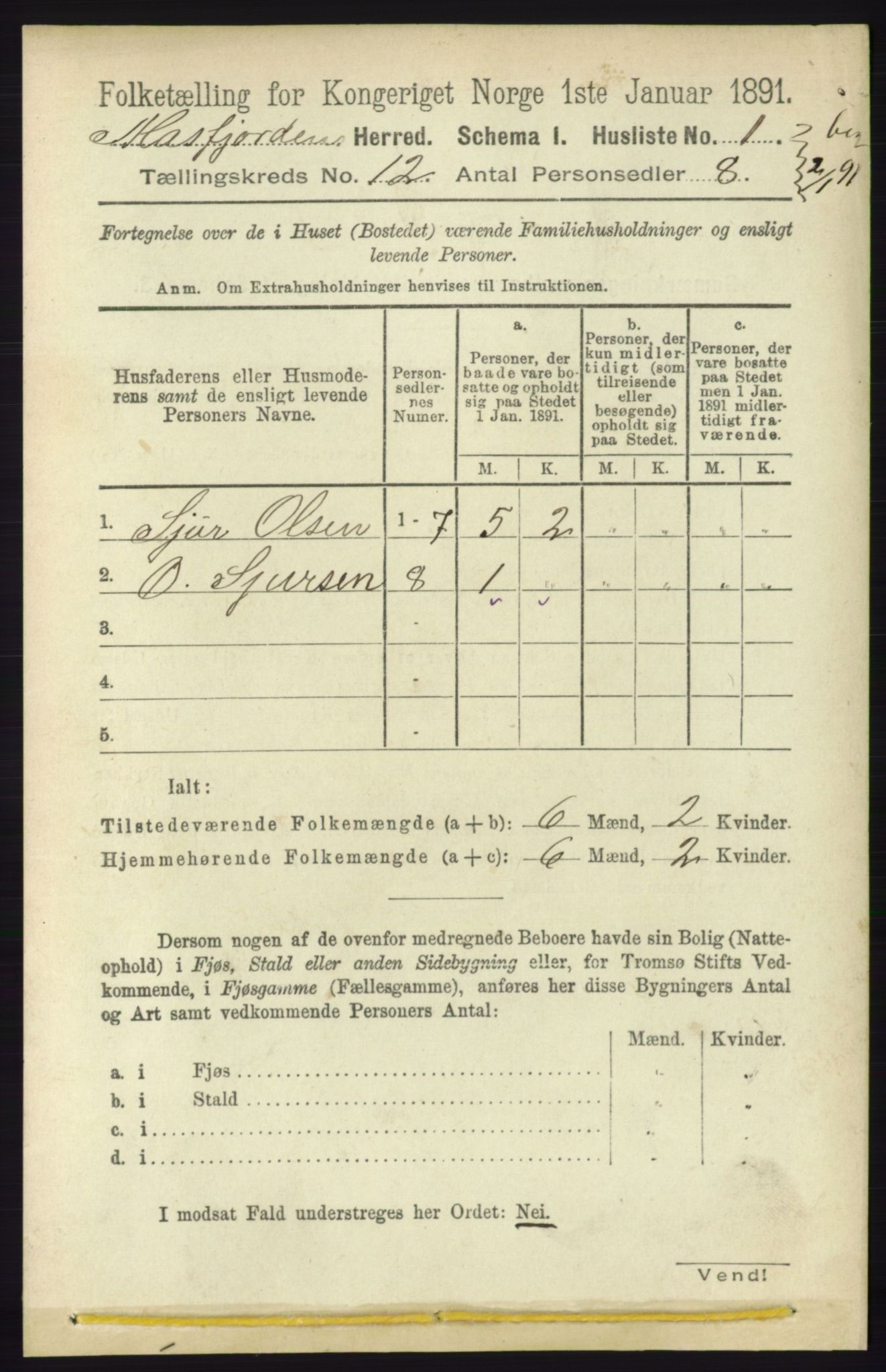 RA, 1891 census for 1266 Masfjorden, 1891, p. 2432