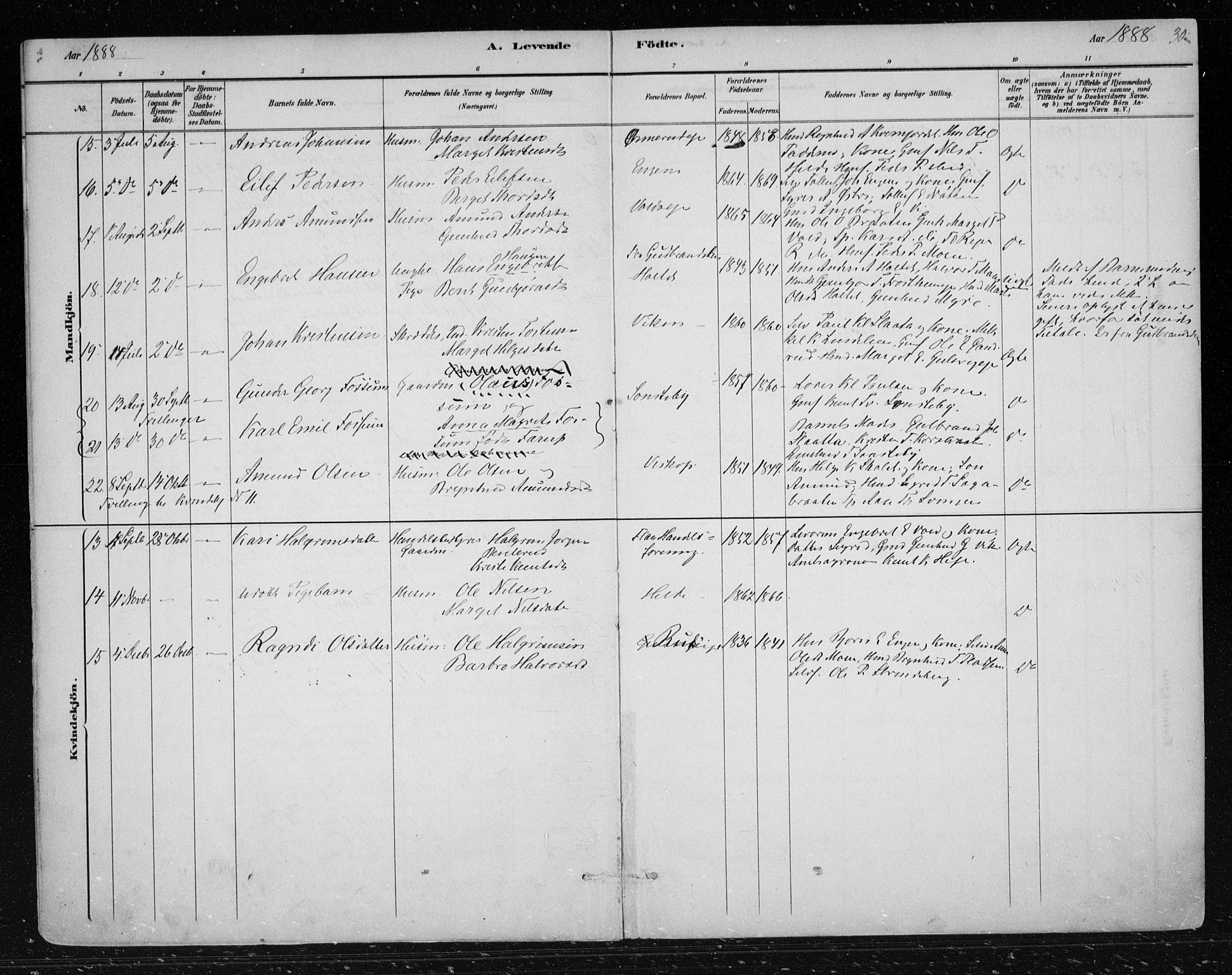 Nes kirkebøker, AV/SAKO-A-236/F/Fa/L0012: Parish register (official) no. 12, 1881-1917, p. 30