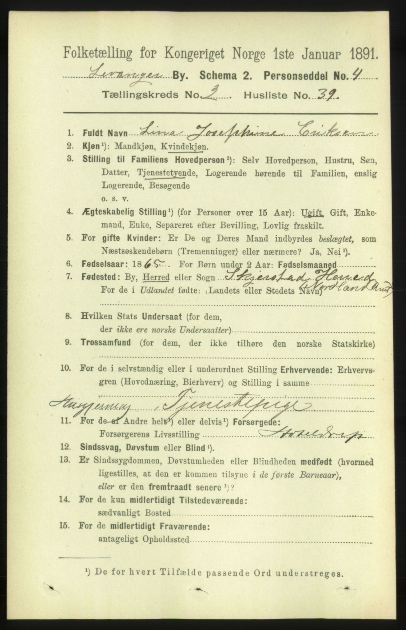 RA, 1891 census for 1701 Levanger, 1891, p. 802