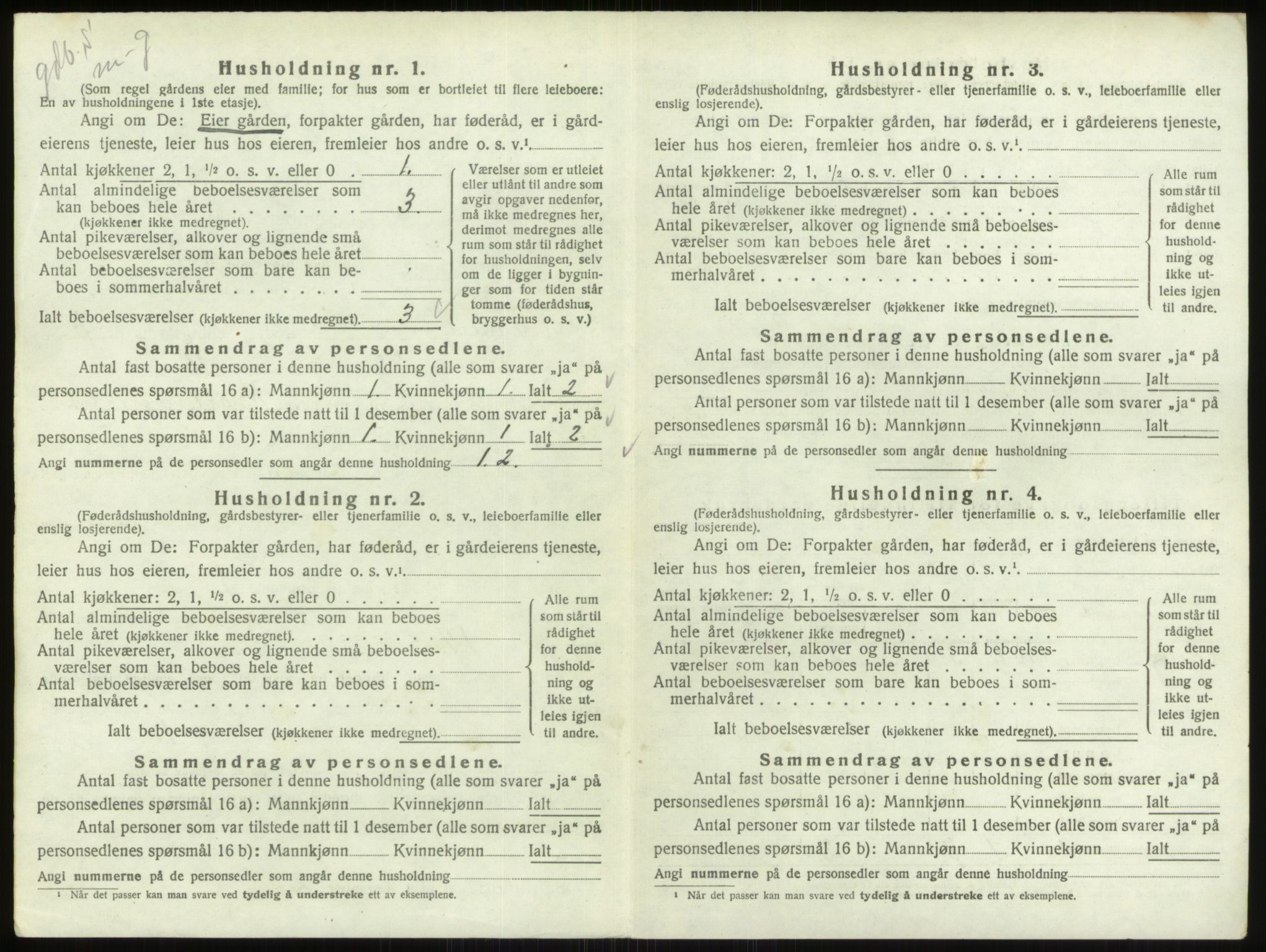 SAO, 1920 census for Varteig, 1920, p. 288