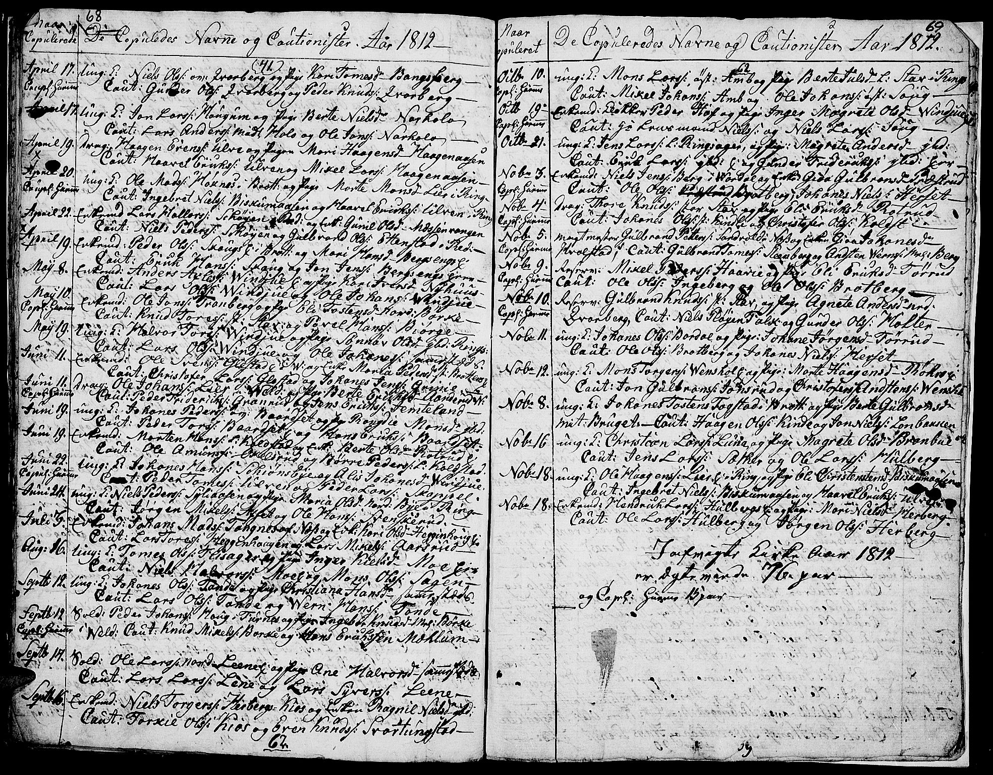 Ringsaker prestekontor, AV/SAH-PREST-014/I/Ia/L0005/0009: Parish register draft no. 5.9, 1811-1814, p. 68-69