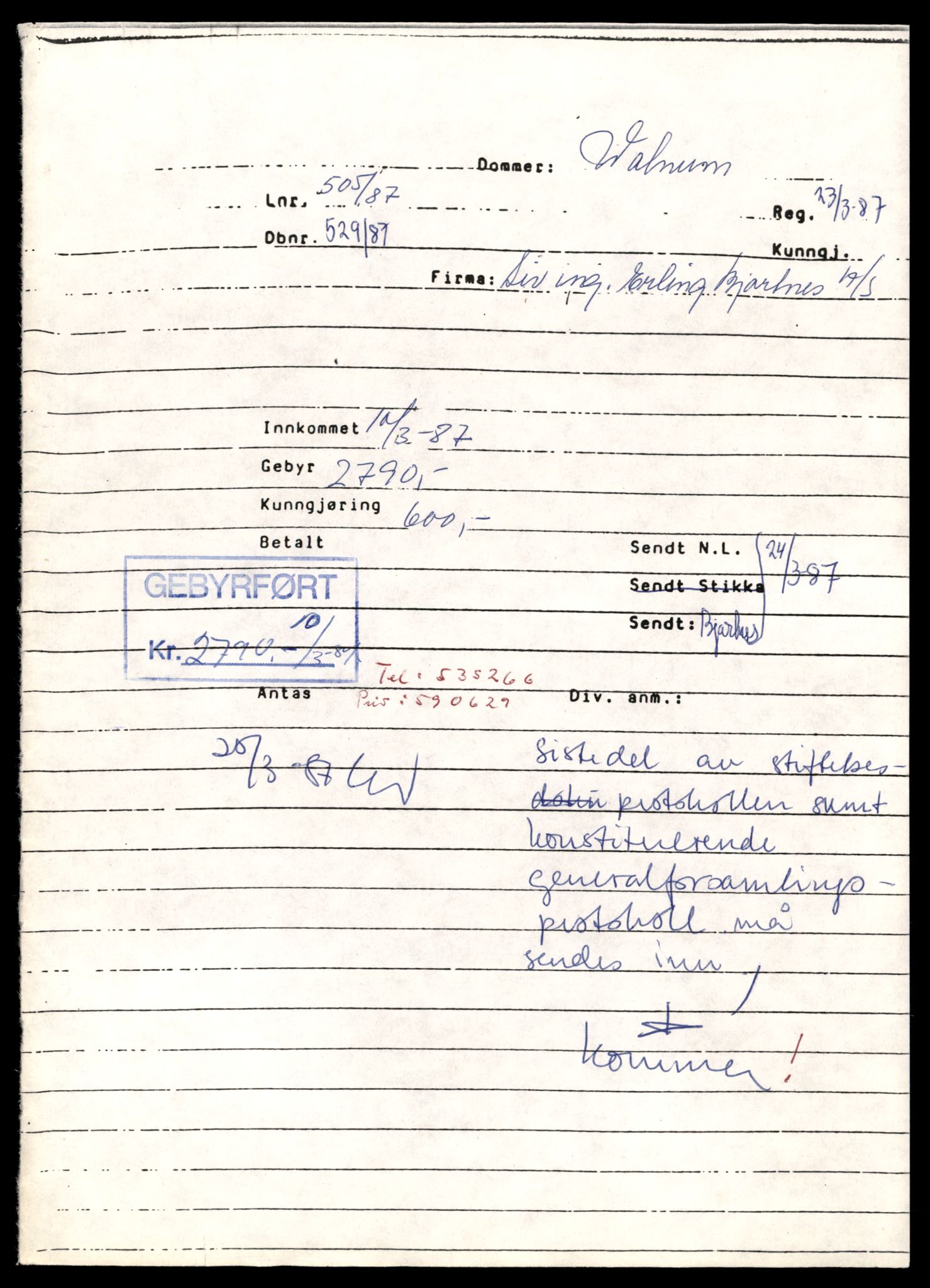 Asker og Bærum tingrett, AV/SAT-A-10379/K/Kb/Kbb/L0053: Aksjeselskap og andelslag i Bærum, Bj - Bn, 1915-1989, p. 1