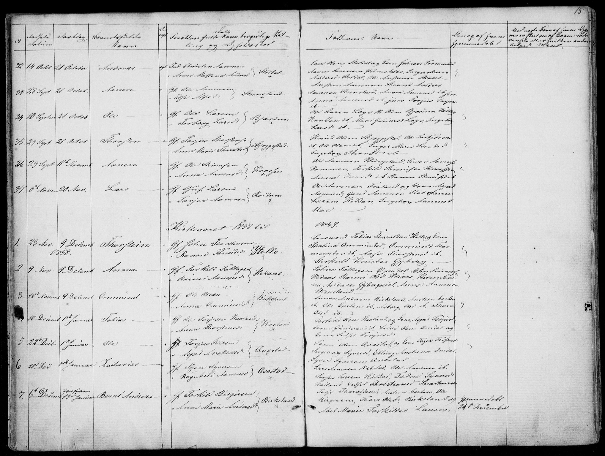 Hægebostad sokneprestkontor, AV/SAK-1111-0024/F/Fa/Faa/L0004: Parish register (official) no. A 4, 1834-1864, p. 15