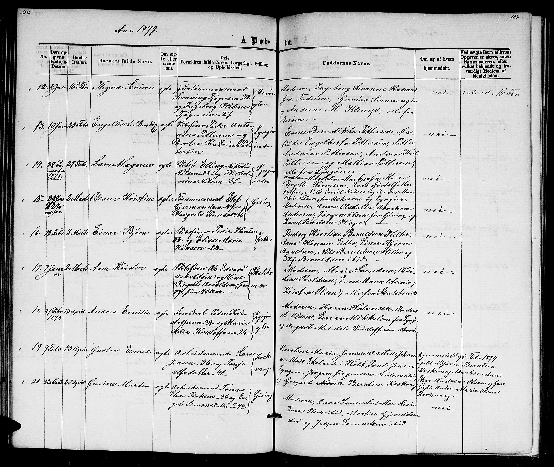 Dypvåg sokneprestkontor, AV/SAK-1111-0007/F/Fb/Fba/L0012: Parish register (copy) no. B 12, 1872-1886, p. 150-151