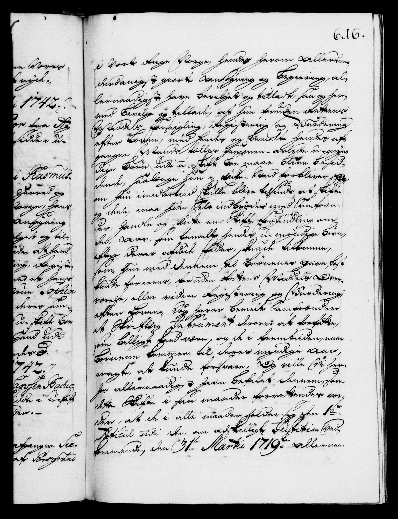 Danske Kanselli 1572-1799, AV/RA-EA-3023/F/Fc/Fca/Fcaa/L0032: Norske registre, 1741-1742, p. 616a