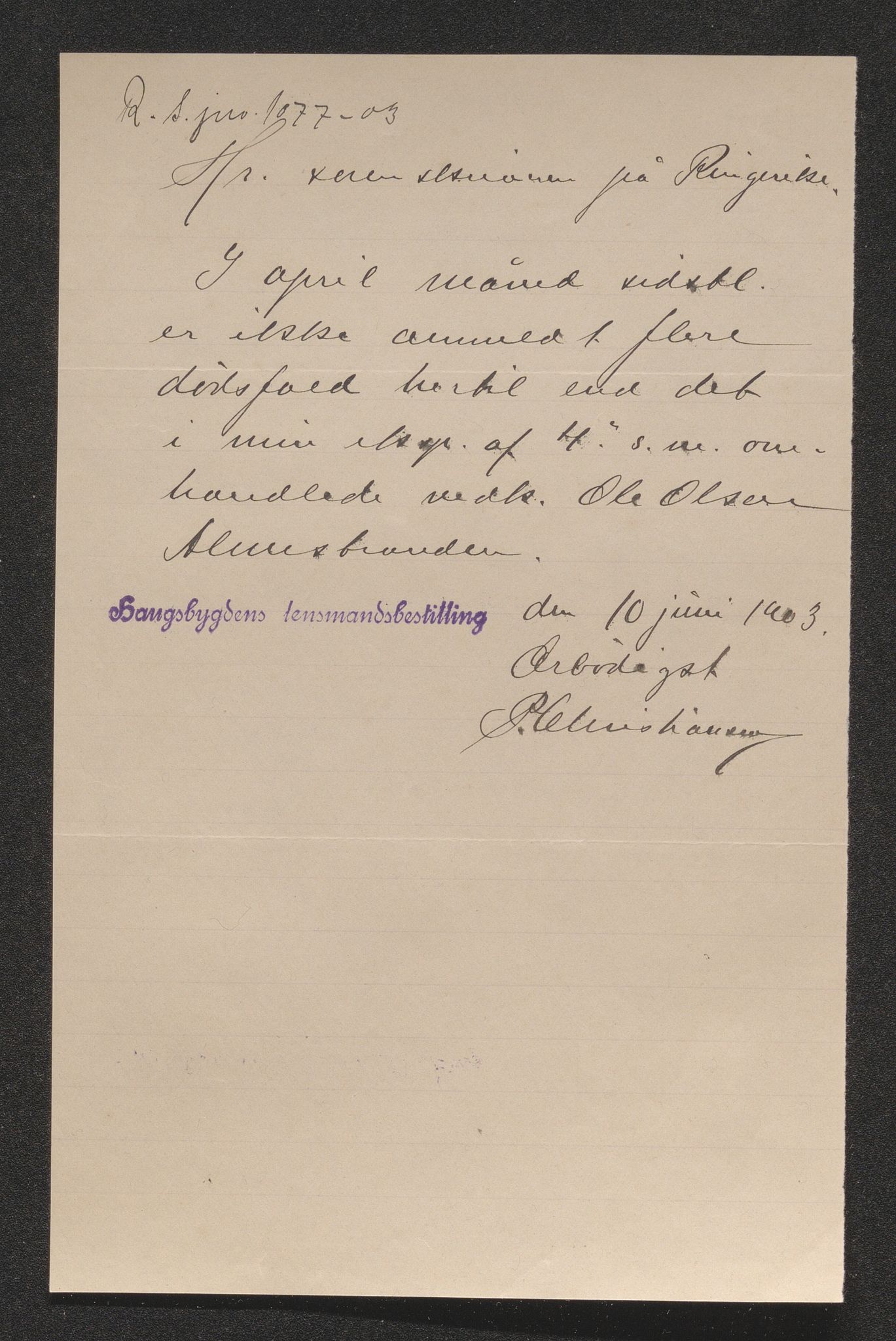 Ringerike sorenskriveri, AV/SAKO-A-105/H/Ha/Hab/L0016: Dødsfallslister Haugsbygd, 1903-1930