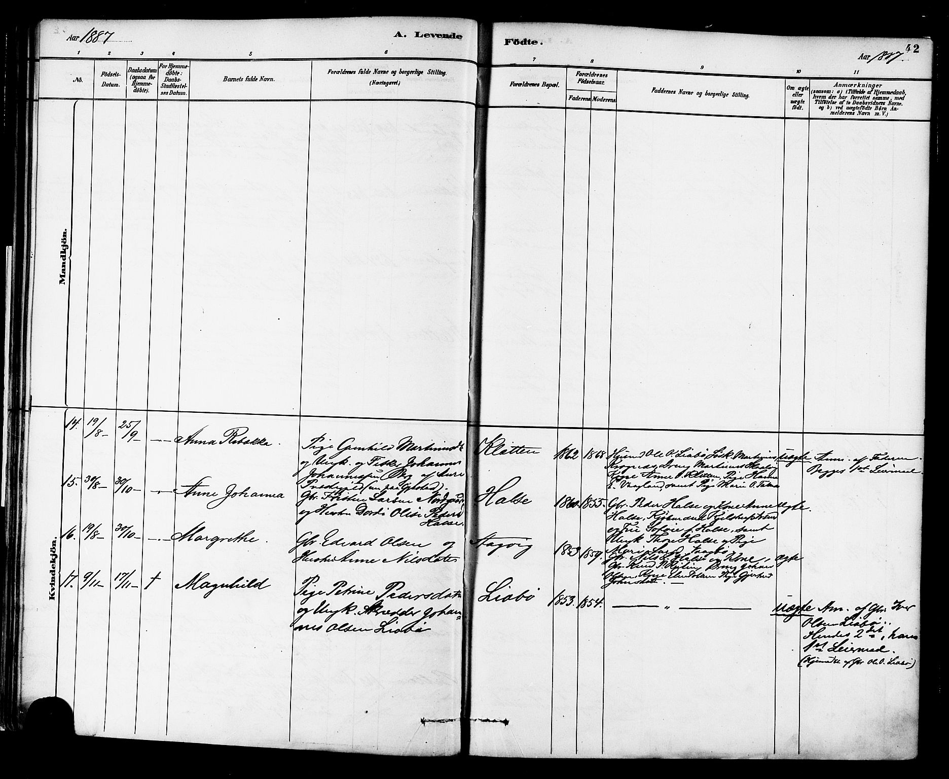 Ministerialprotokoller, klokkerbøker og fødselsregistre - Møre og Romsdal, AV/SAT-A-1454/576/L0885: Parish register (official) no. 576A03, 1880-1898, p. 42