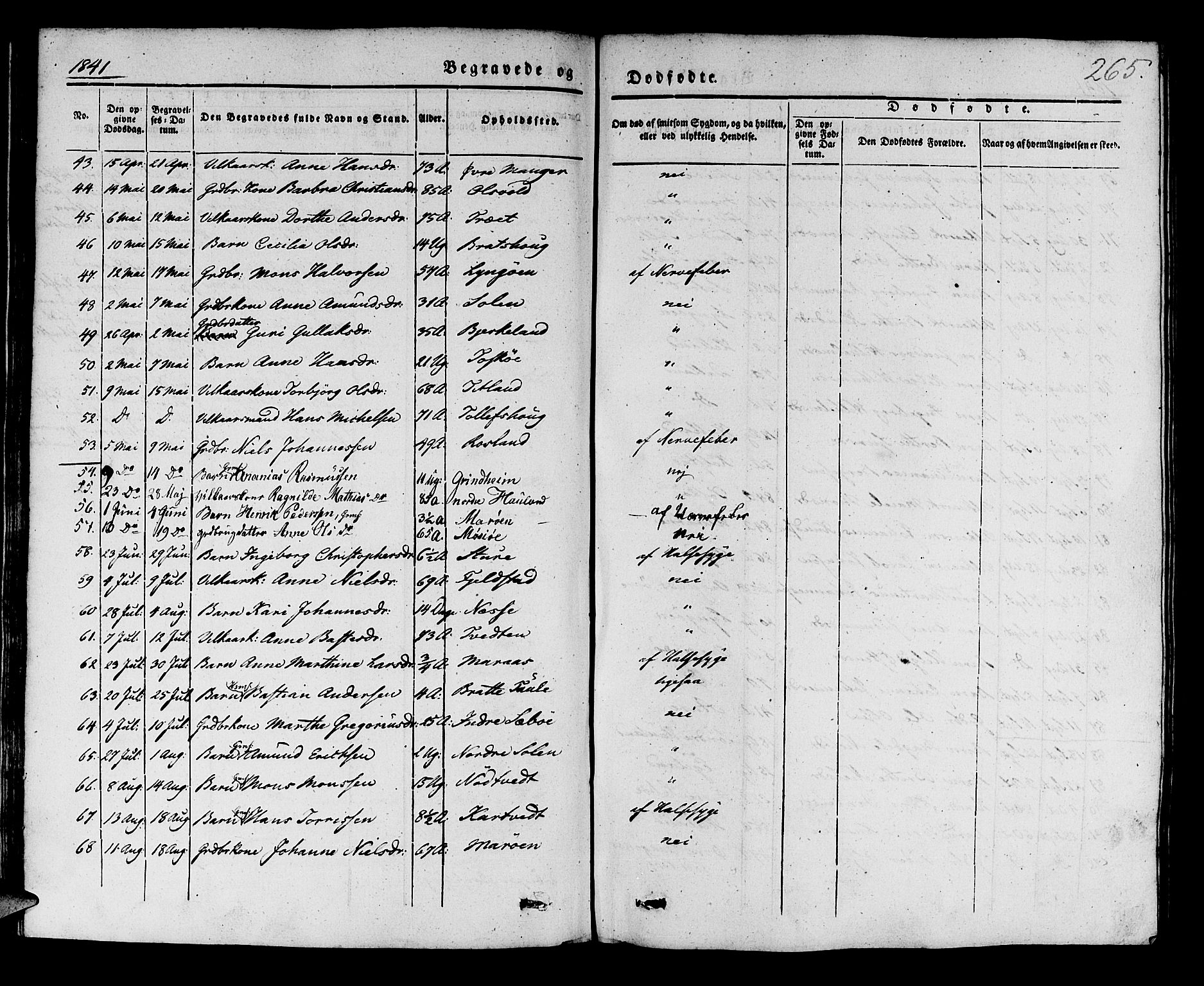 Manger sokneprestembete, SAB/A-76801/H/Haa: Parish register (official) no. A 5, 1839-1848, p. 265