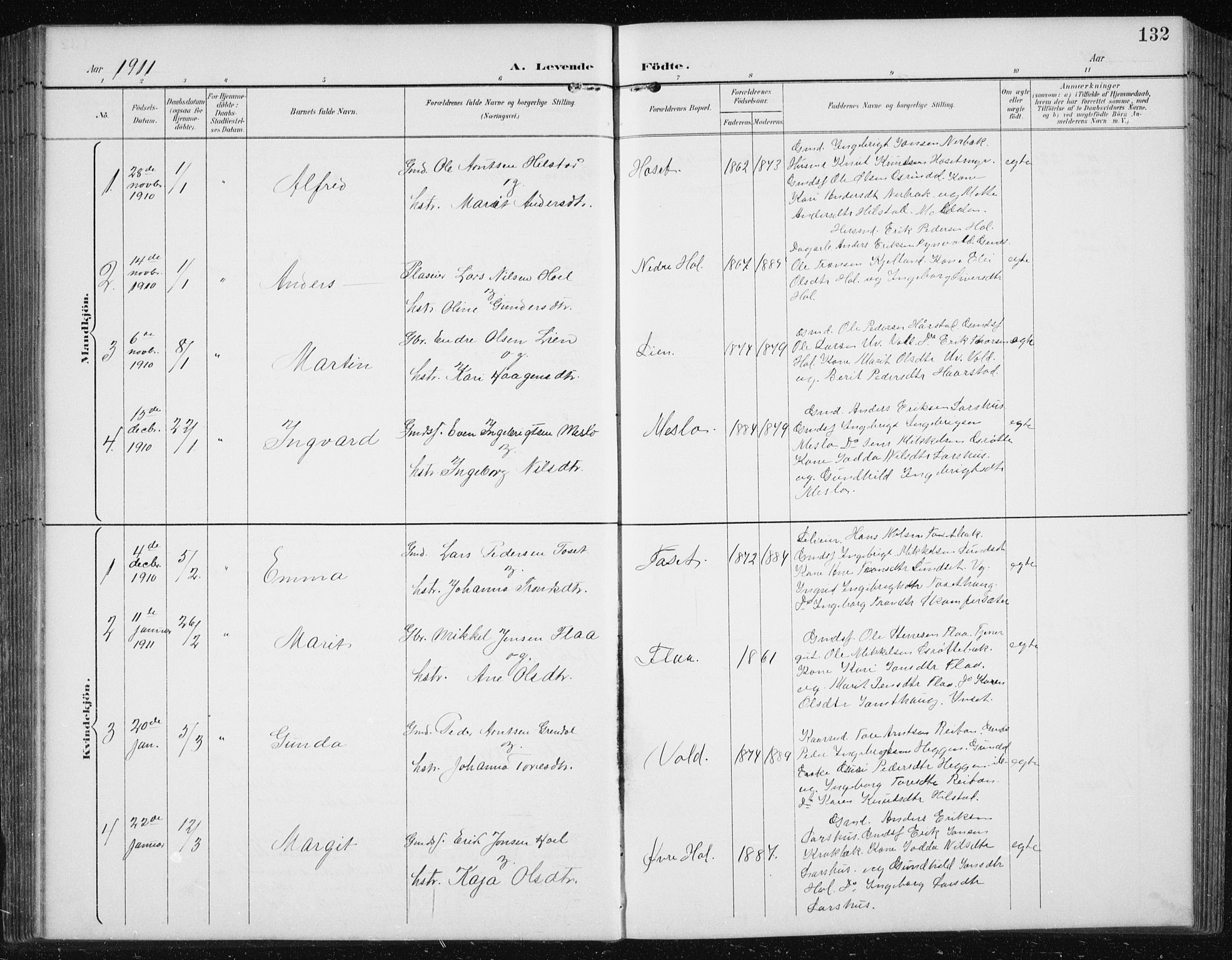 Ministerialprotokoller, klokkerbøker og fødselsregistre - Sør-Trøndelag, SAT/A-1456/674/L0876: Parish register (copy) no. 674C03, 1892-1912, p. 132