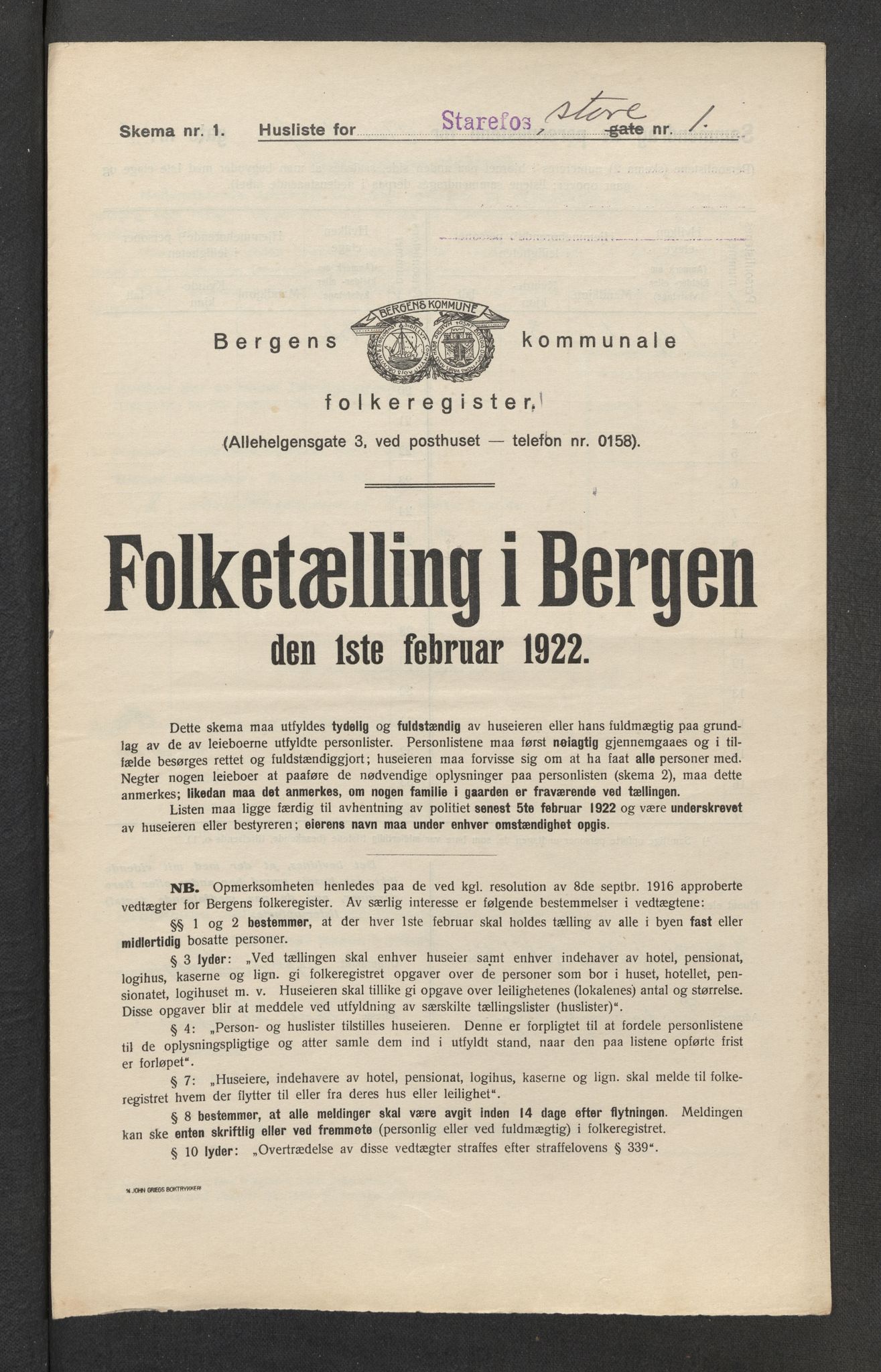 SAB, Municipal Census 1922 for Bergen, 1922, p. 38897