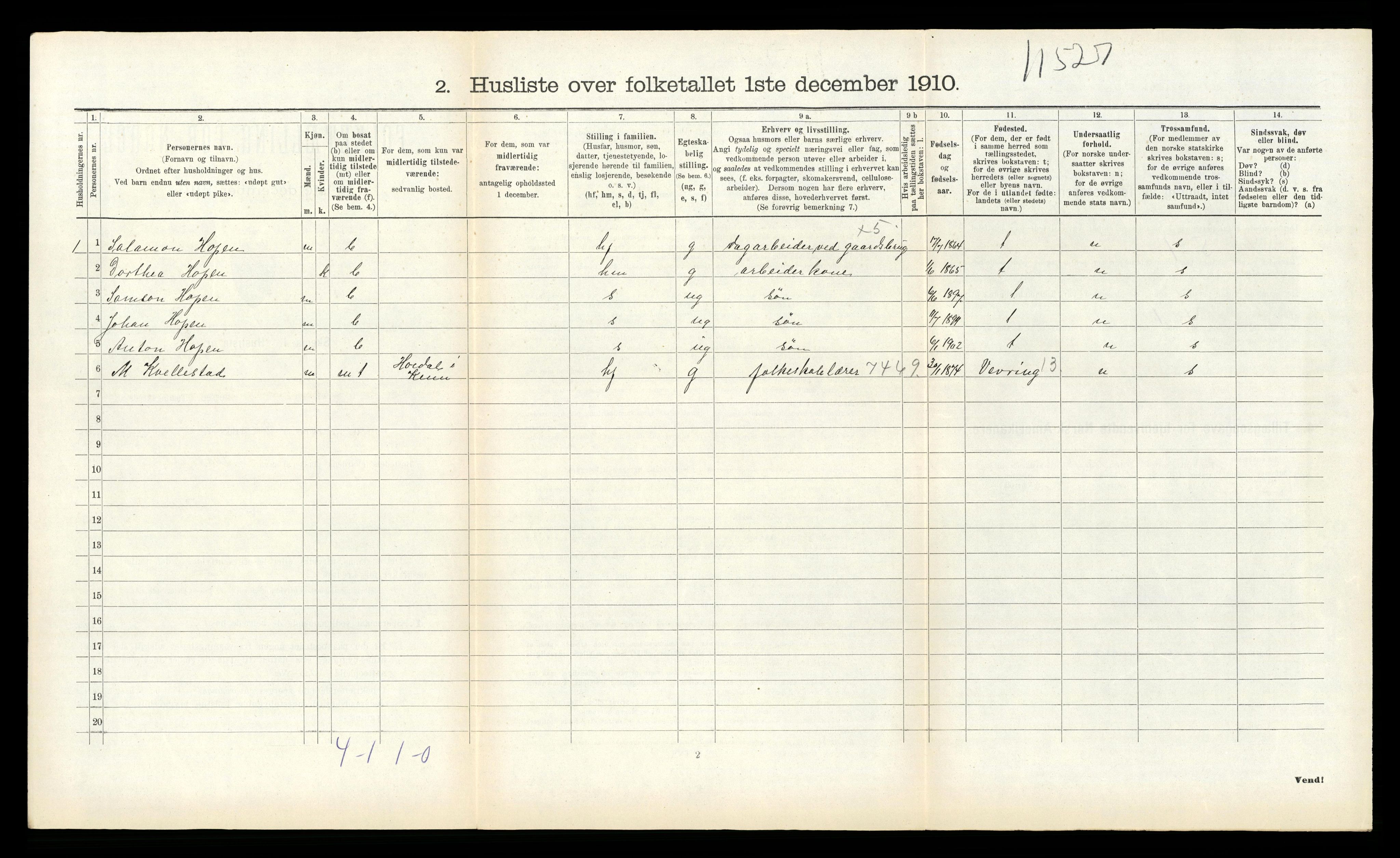 RA, 1910 census for Kinn, 1910, p. 1079