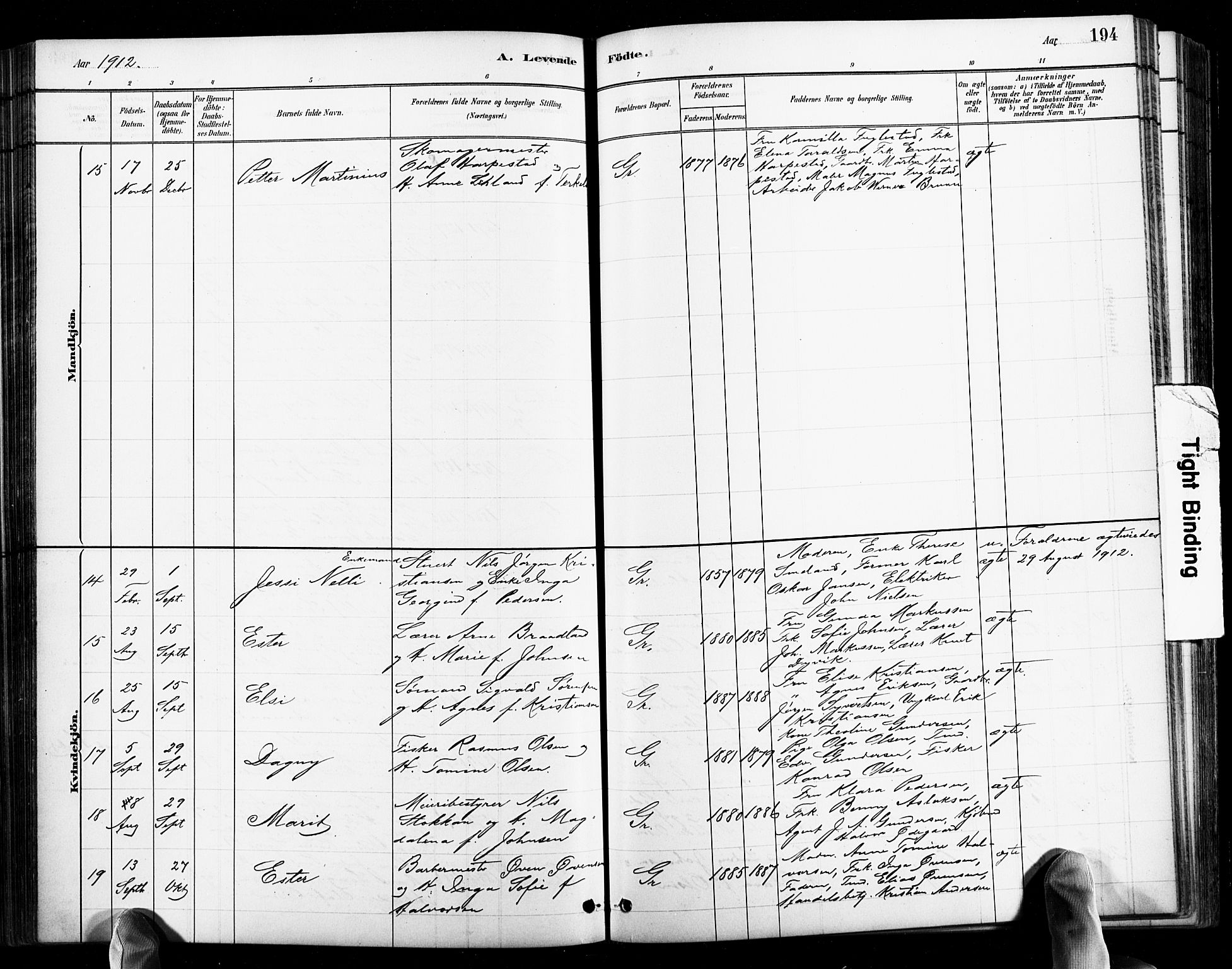 Grimstad sokneprestkontor, AV/SAK-1111-0017/F/Fb/L0001: Parish register (copy) no. B 1, 1881-1922, p. 194