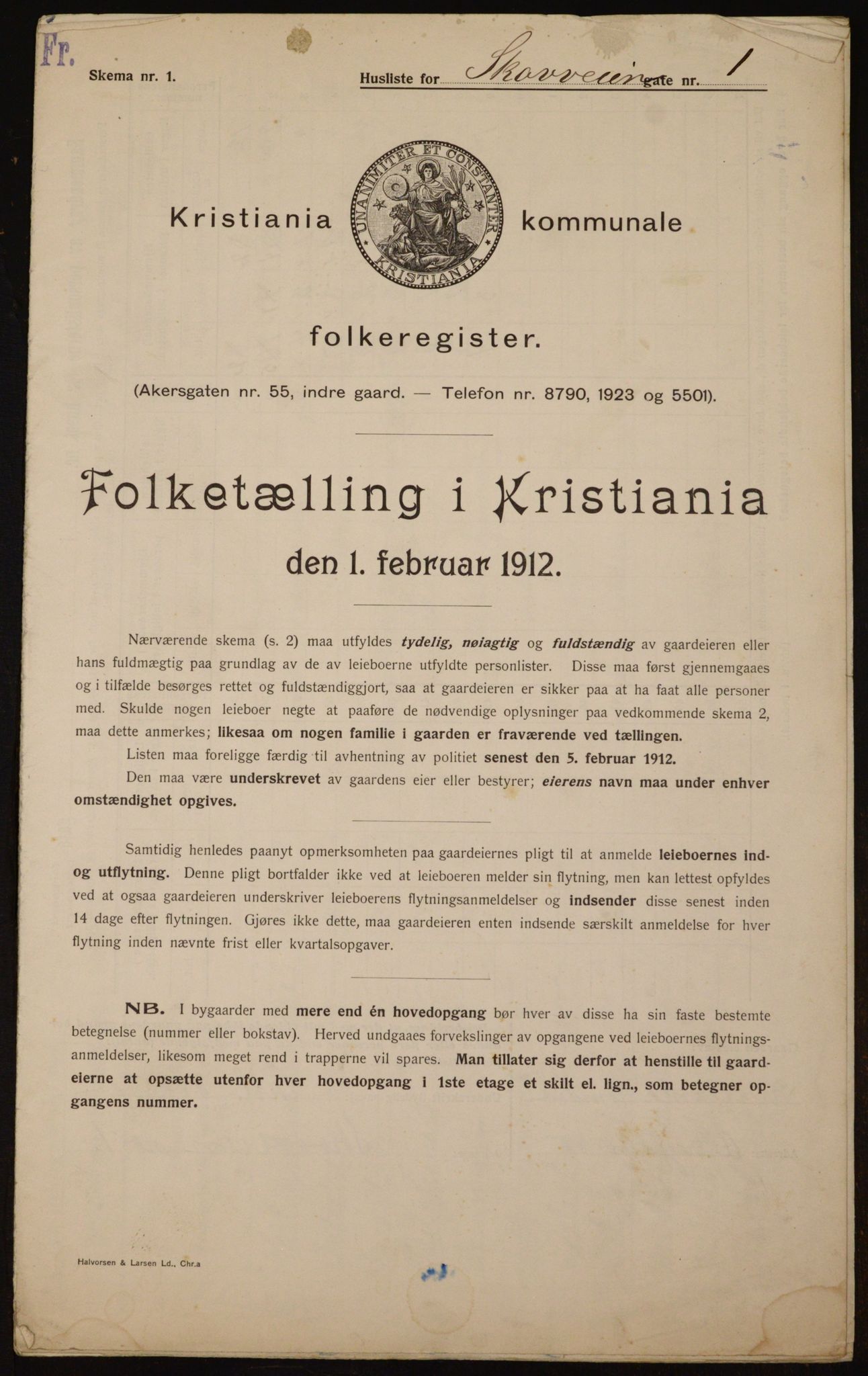 OBA, Municipal Census 1912 for Kristiania, 1912, p. 96664