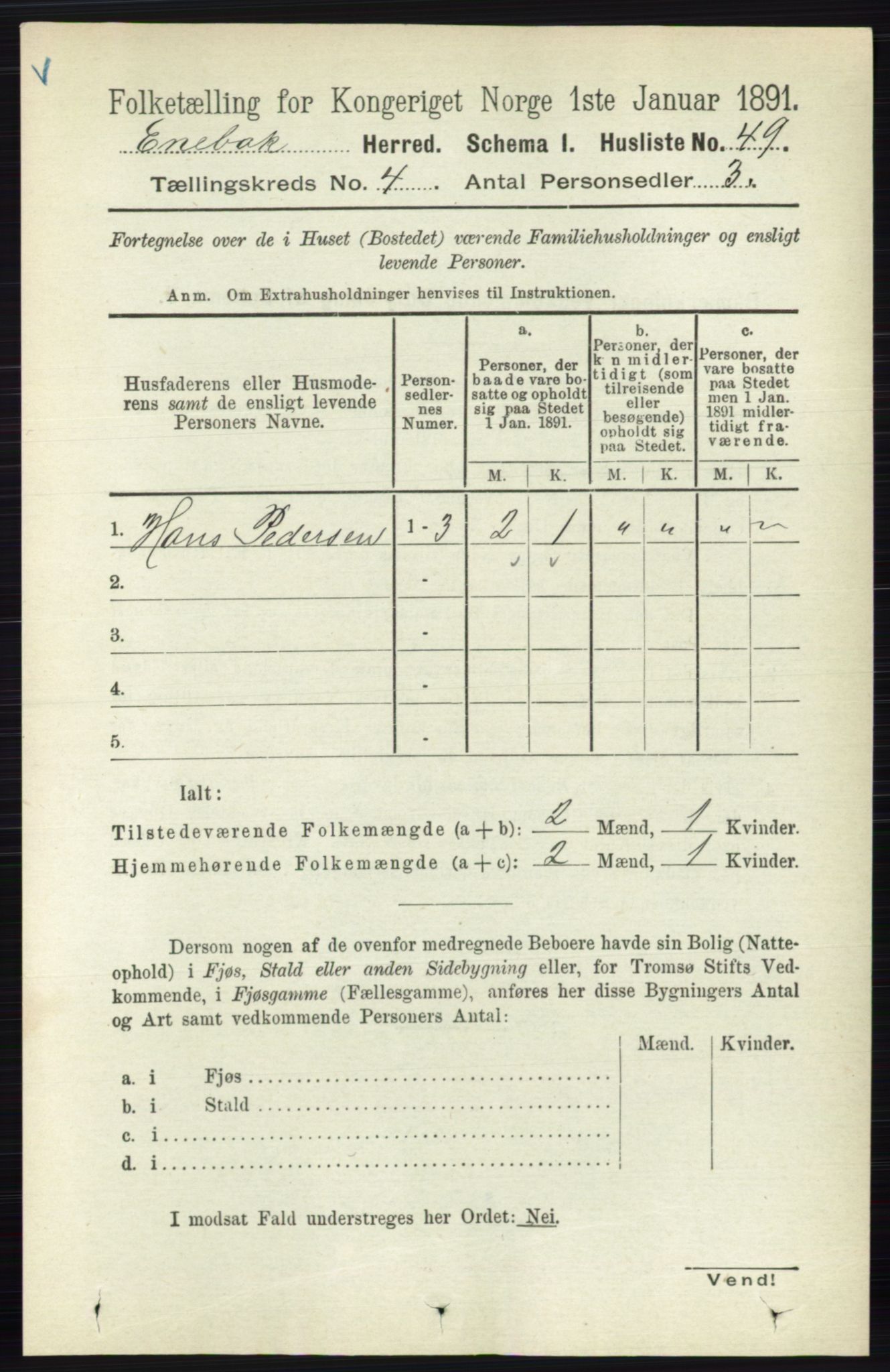 RA, 1891 census for 0229 Enebakk, 1891, p. 1459