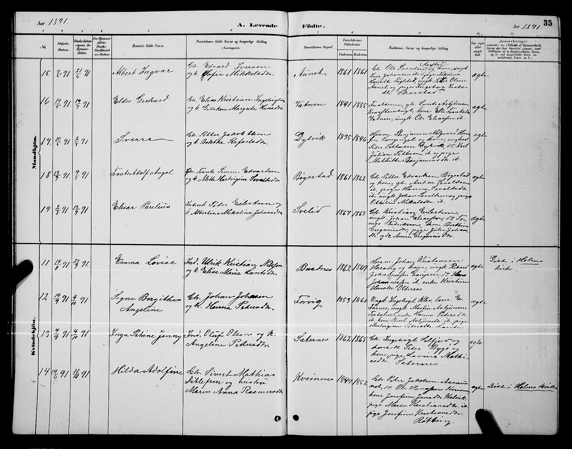 Ministerialprotokoller, klokkerbøker og fødselsregistre - Nordland, AV/SAT-A-1459/810/L0160: Parish register (copy) no. 810C03, 1884-1896, p. 35