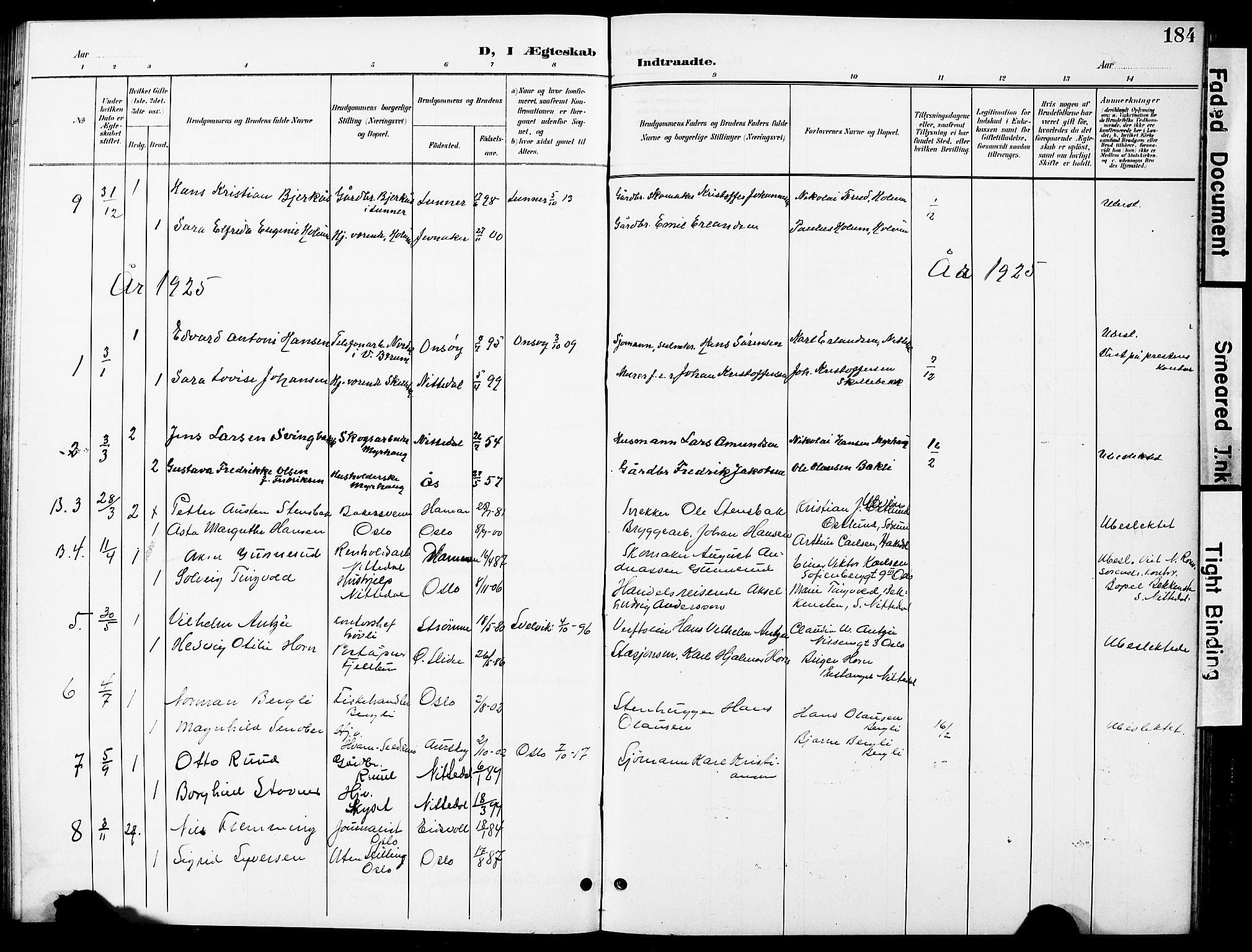 Nittedal prestekontor Kirkebøker, SAO/A-10365a/G/Ga/L0003: Parish register (copy) no. I 3, 1902-1929, p. 184