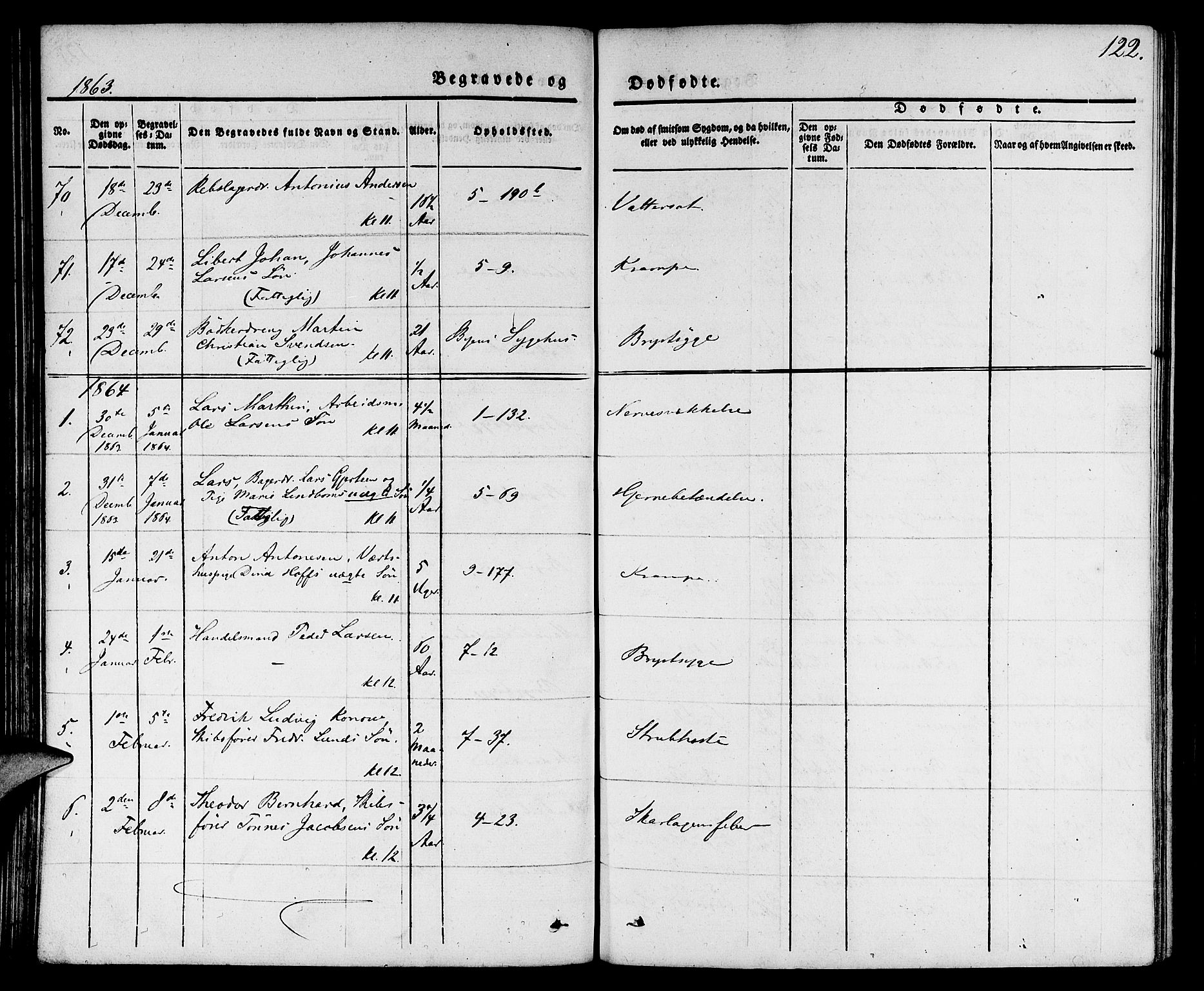 Nykirken Sokneprestembete, SAB/A-77101/H/Hab: Parish register (copy) no. E 1, 1840-1866, p. 122