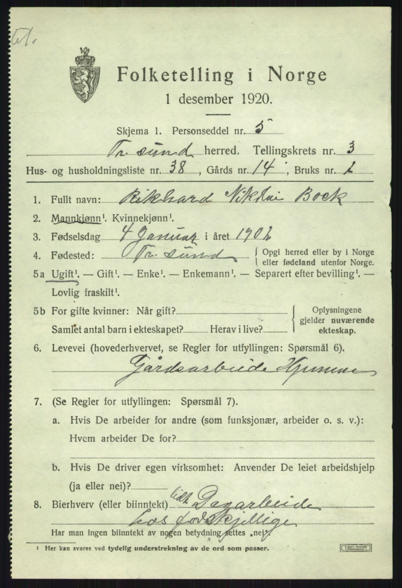 SATØ, 1920 census for Tromsøysund, 1920, p. 3194