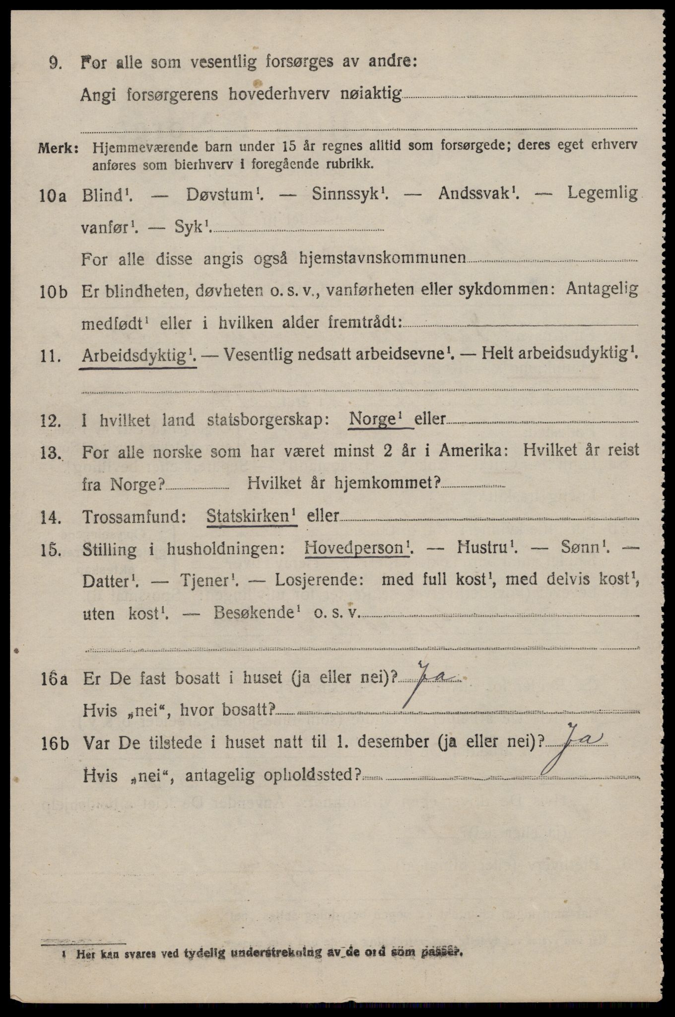 SAST, 1920 census for Nedstrand, 1920, p. 3236