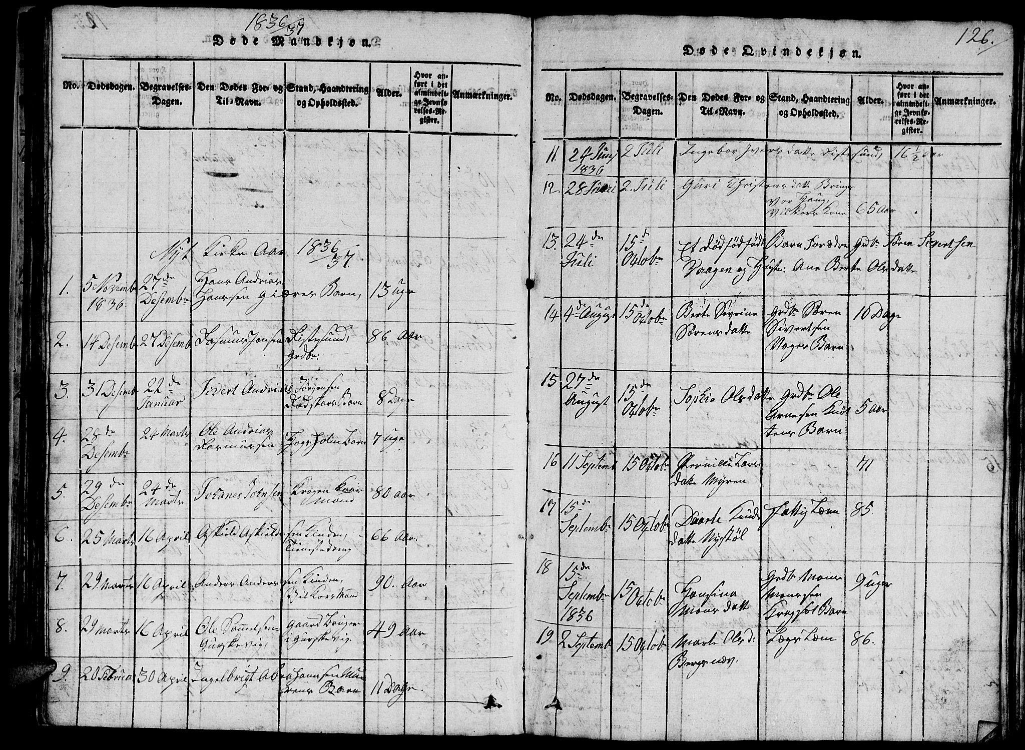 Ministerialprotokoller, klokkerbøker og fødselsregistre - Møre og Romsdal, SAT/A-1454/503/L0046: Parish register (copy) no. 503C01, 1816-1842, p. 126