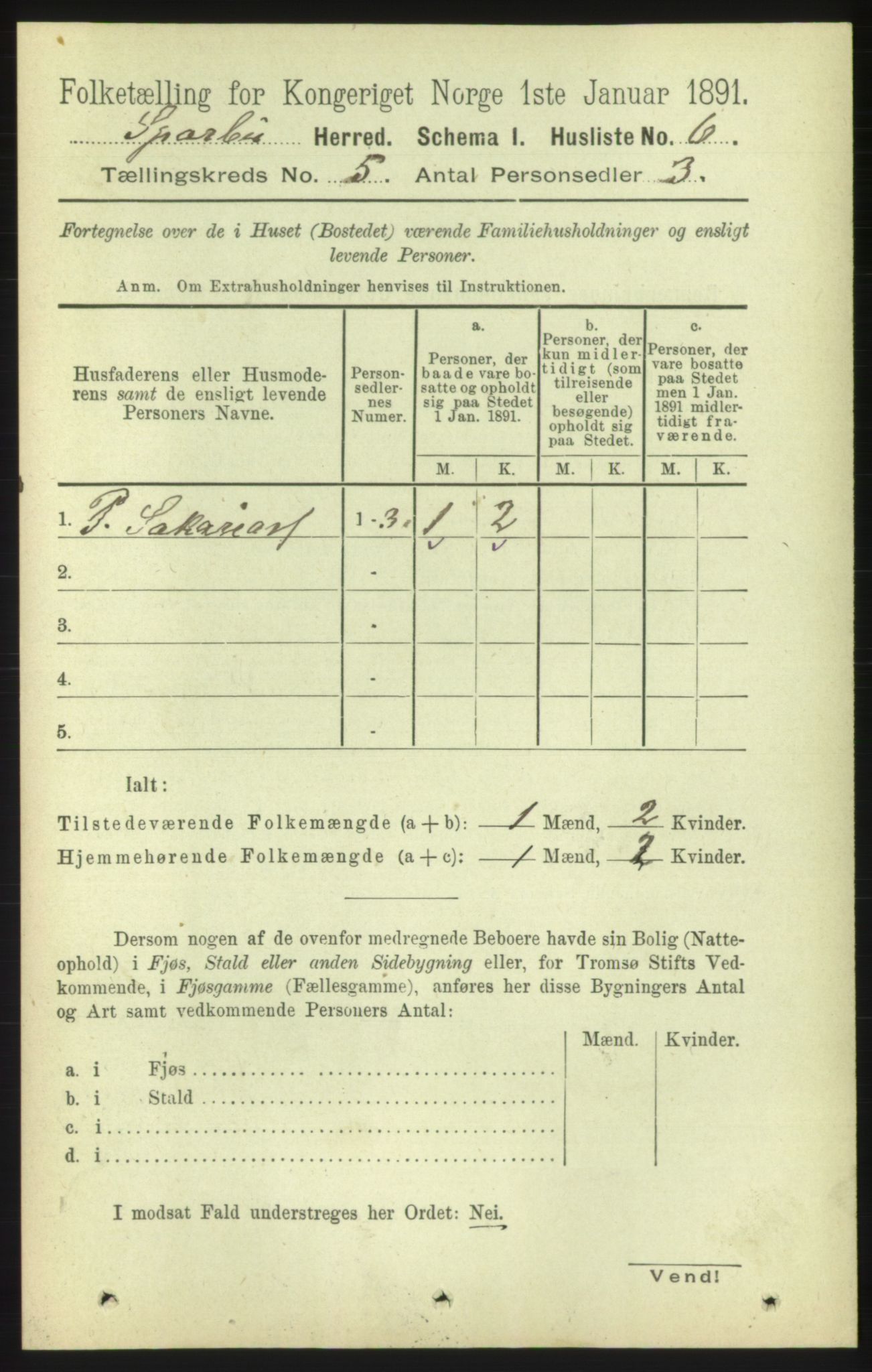 RA, 1891 census for 1731 Sparbu, 1891, p. 1586