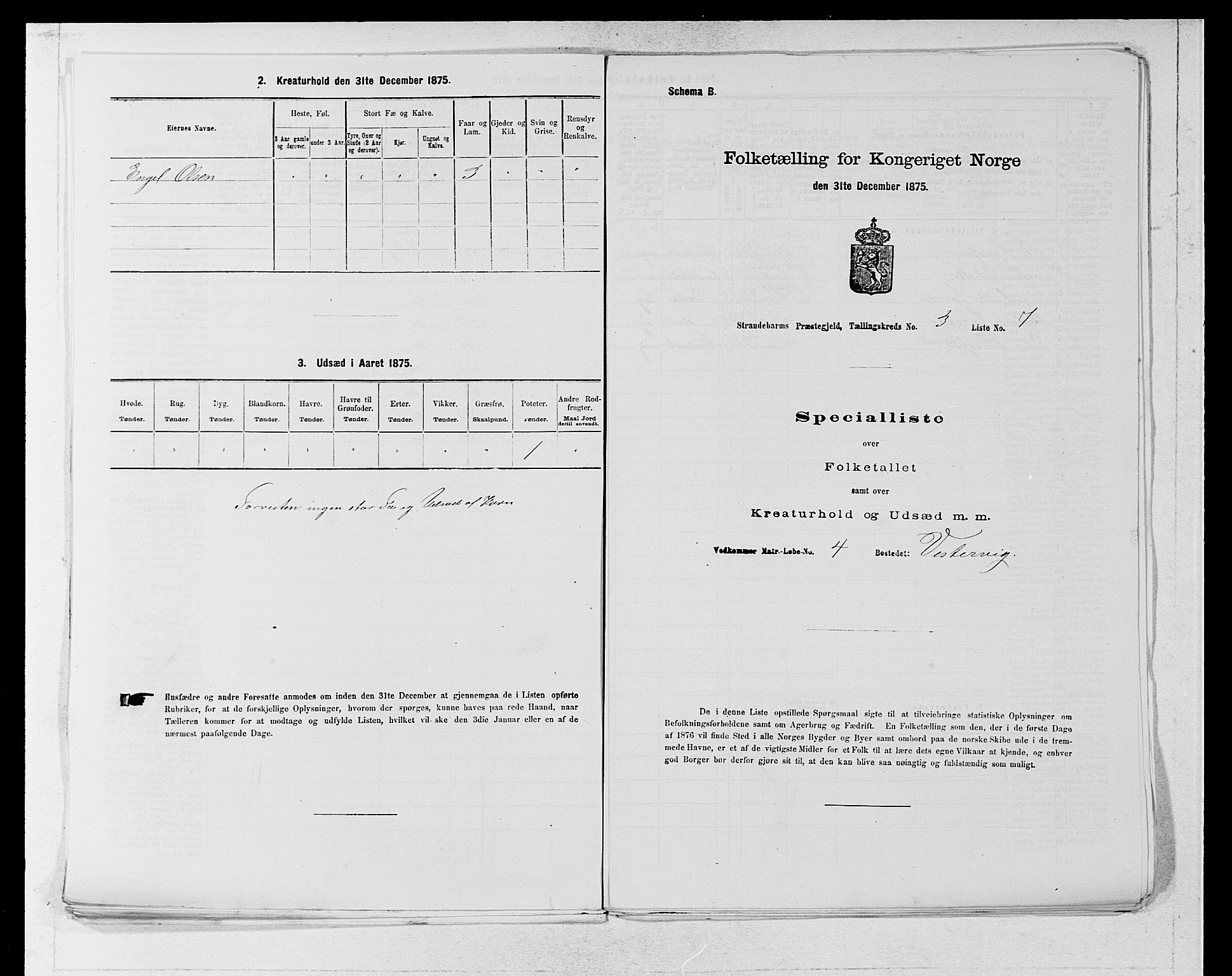 SAB, 1875 census for 1226P Strandebarm, 1875, p. 335