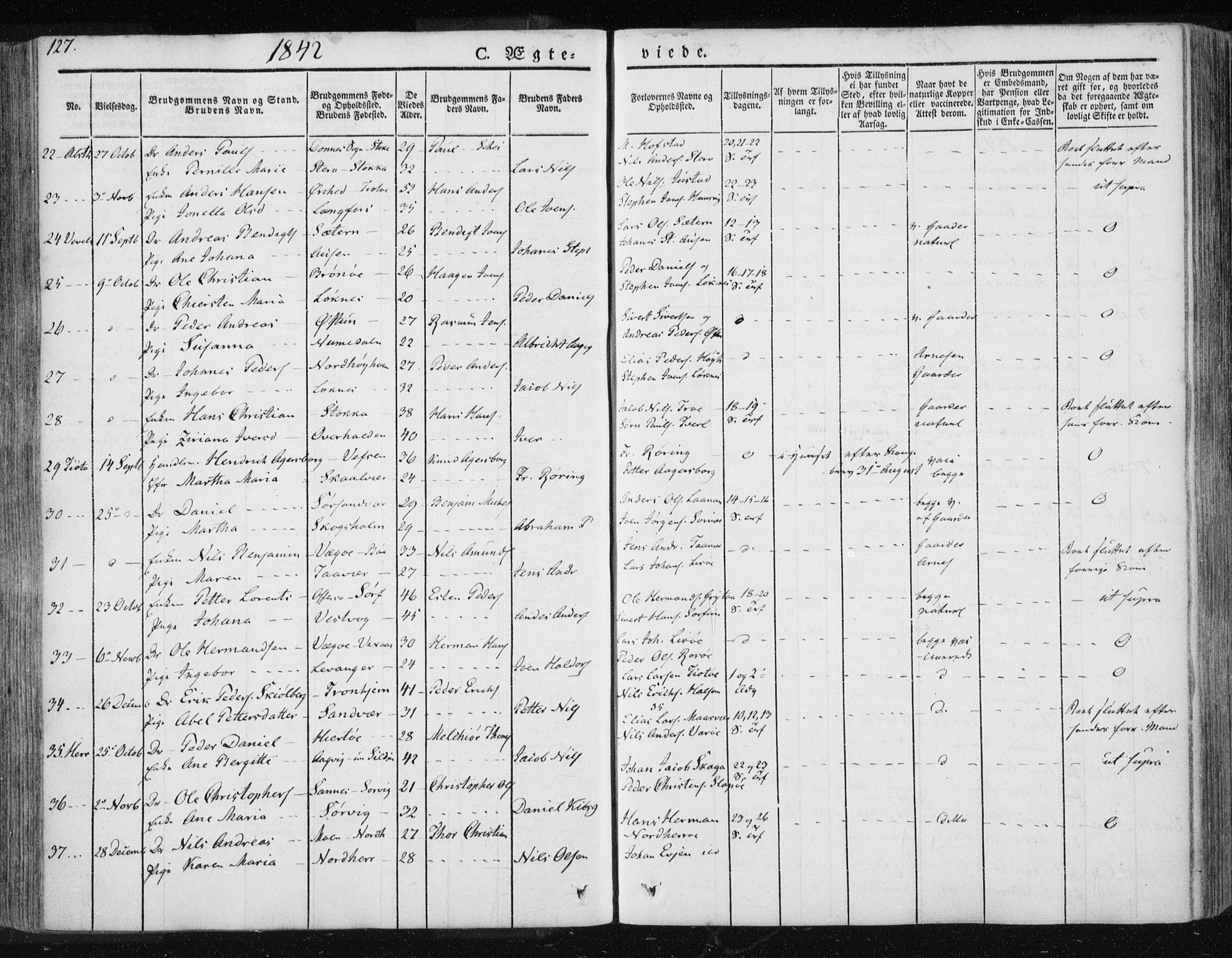 Ministerialprotokoller, klokkerbøker og fødselsregistre - Nordland, SAT/A-1459/830/L0447: Parish register (official) no. 830A11, 1831-1854, p. 127