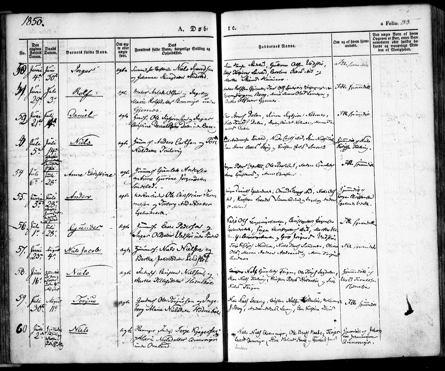 Søndeled sokneprestkontor, SAK/1111-0038/F/Fa/L0002: Parish register (official) no. A 2, 1839-1860, p. 83