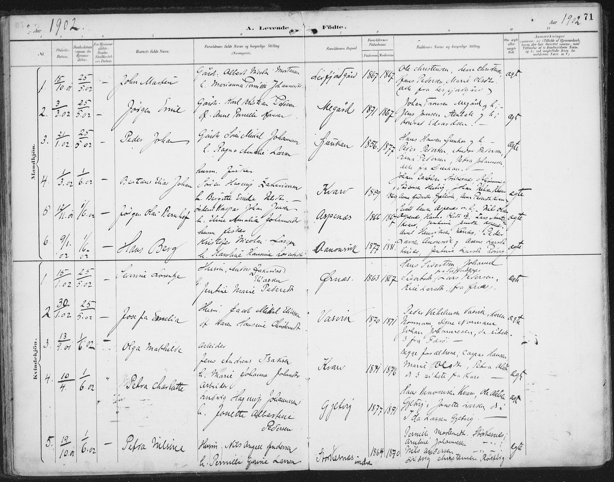 Ministerialprotokoller, klokkerbøker og fødselsregistre - Nordland, SAT/A-1459/854/L0779: Parish register (official) no. 854A02, 1892-1909, p. 71