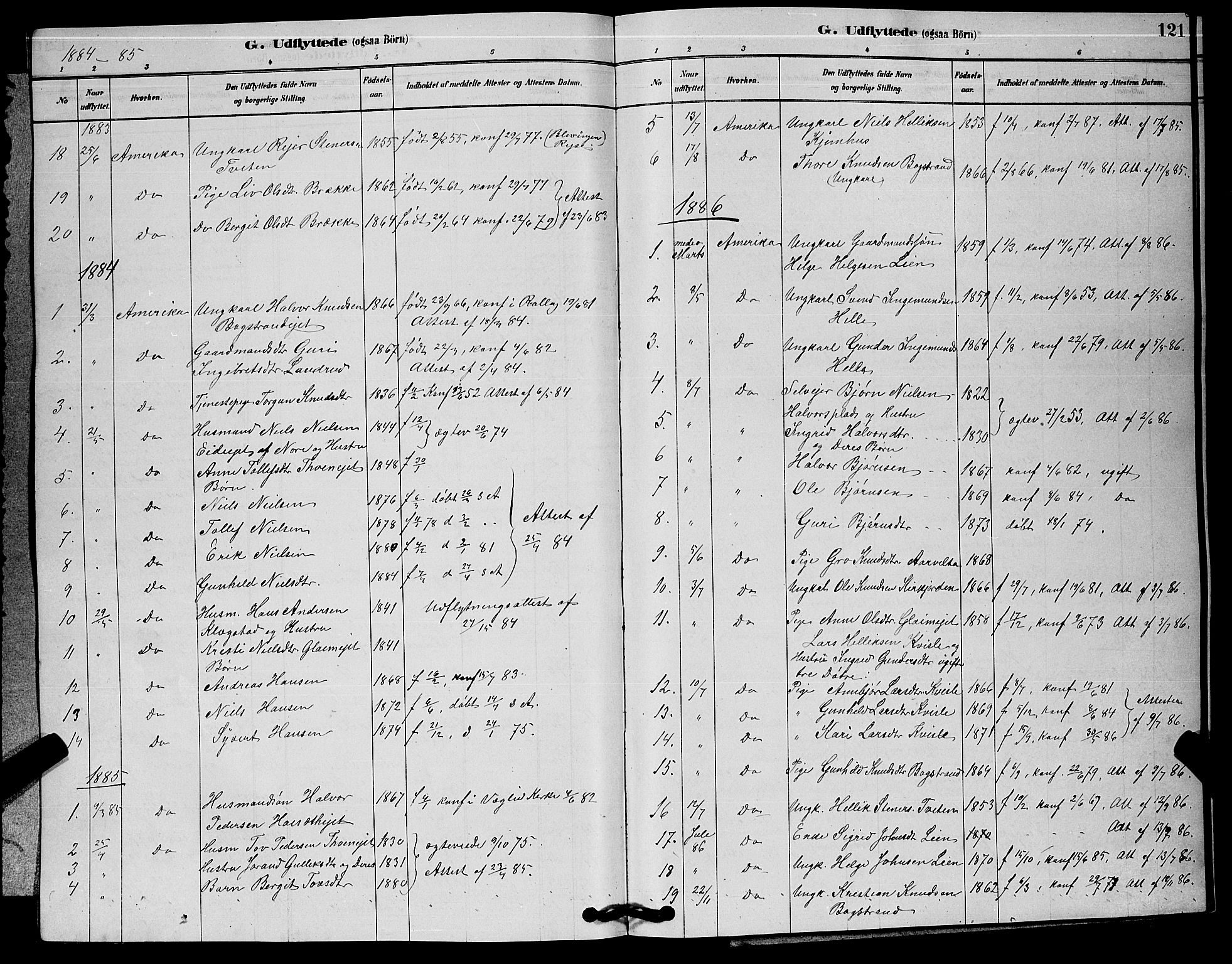 Rollag kirkebøker, SAKO/A-240/G/Gb/L0002: Parish register (copy) no. II 2, 1878-1898, p. 121