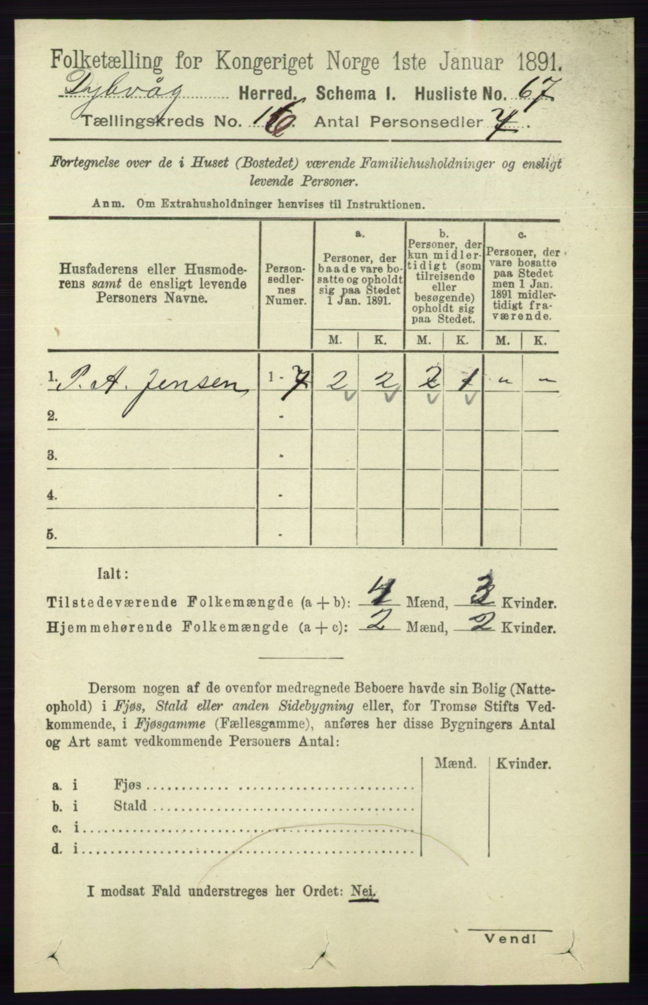 RA, 1891 census for 0915 Dypvåg, 1891, p. 6391